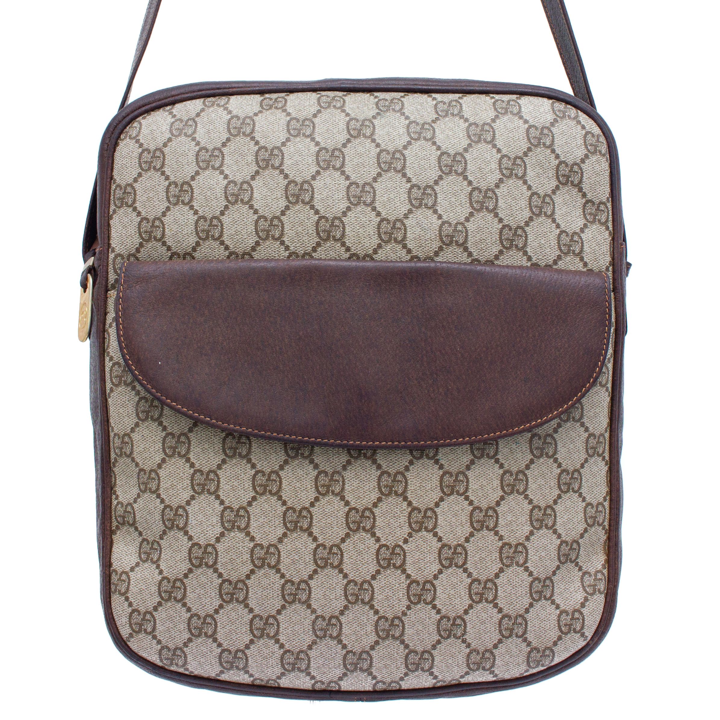 Gucci × Vintage VTG Gucci Brown GG Supreme Canvas and Leather Crossbody Bag Size ONE SIZE - 2 Thumbnail