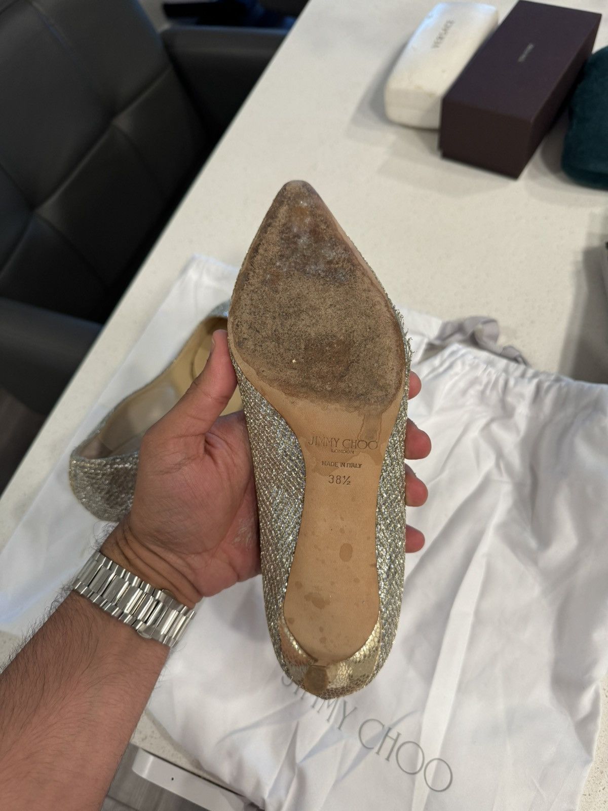 Jimmy Choo Jimmy Choo Romy 100 Glitter Pumps Size US 8.5 / IT 38.5 - 7 Thumbnail