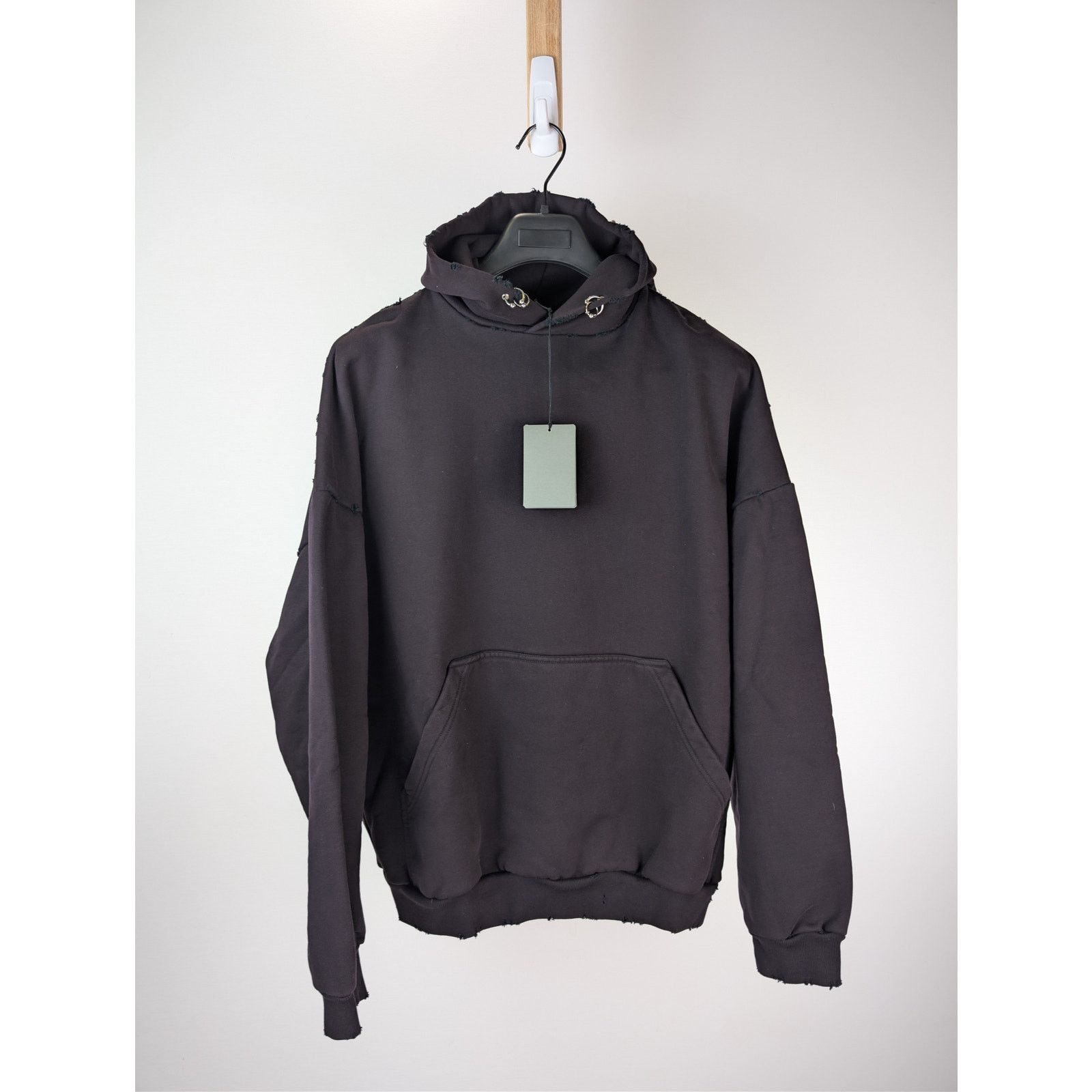 Balenciaga o1rshd1 Pierced Round Hoodie in Washed Black Size US M / EU 48-50 / 2 - 2 Thumbnail