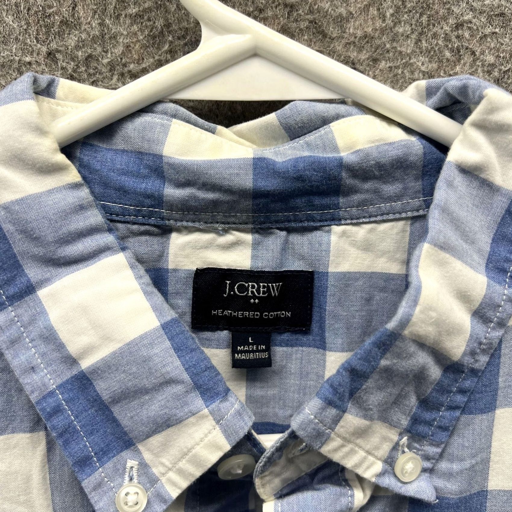 J.Crew J.Crew Shirt Mens L Blue White Gingham Heathered Cotton Button-Down Casual Pocketed Long Sleeve Size US L / EU 52-54 / 3 - 7 Thumbnail