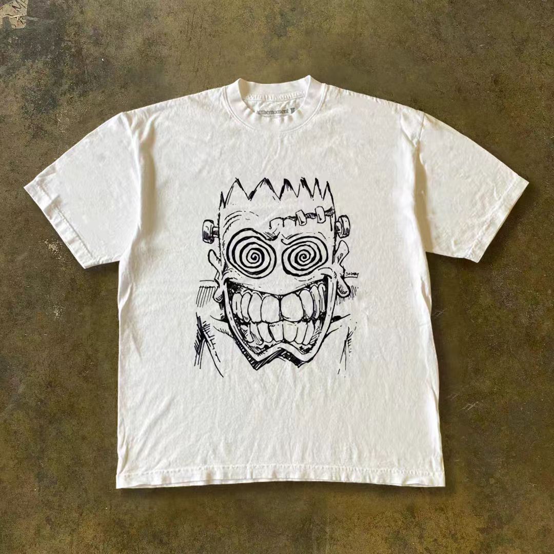 Other White street washed retro fun face print t-shirt Size US M / EU 48-50 / 2 - 1 Thumbnail