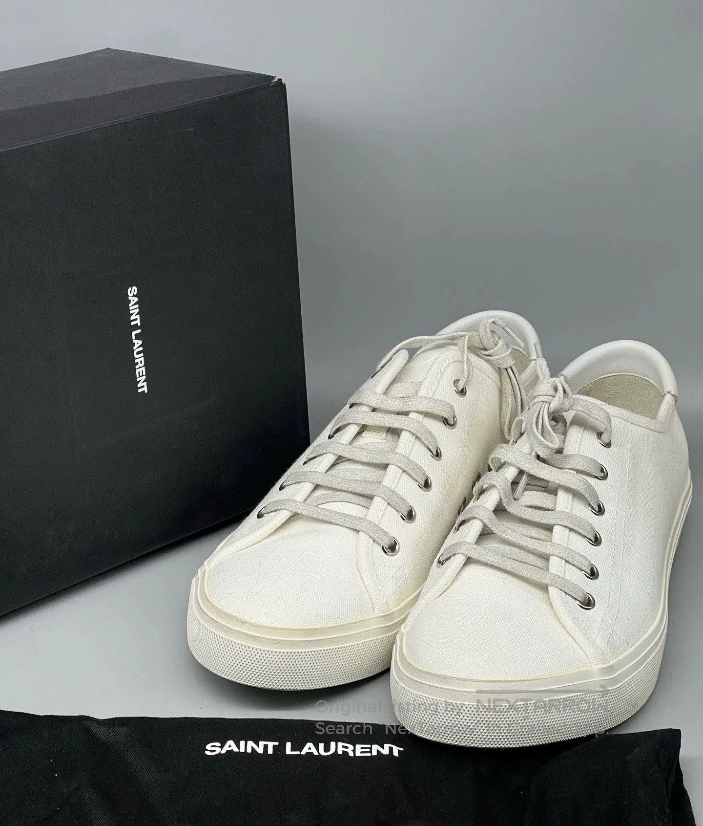 ysl malibu men's white canvas sneakers.
