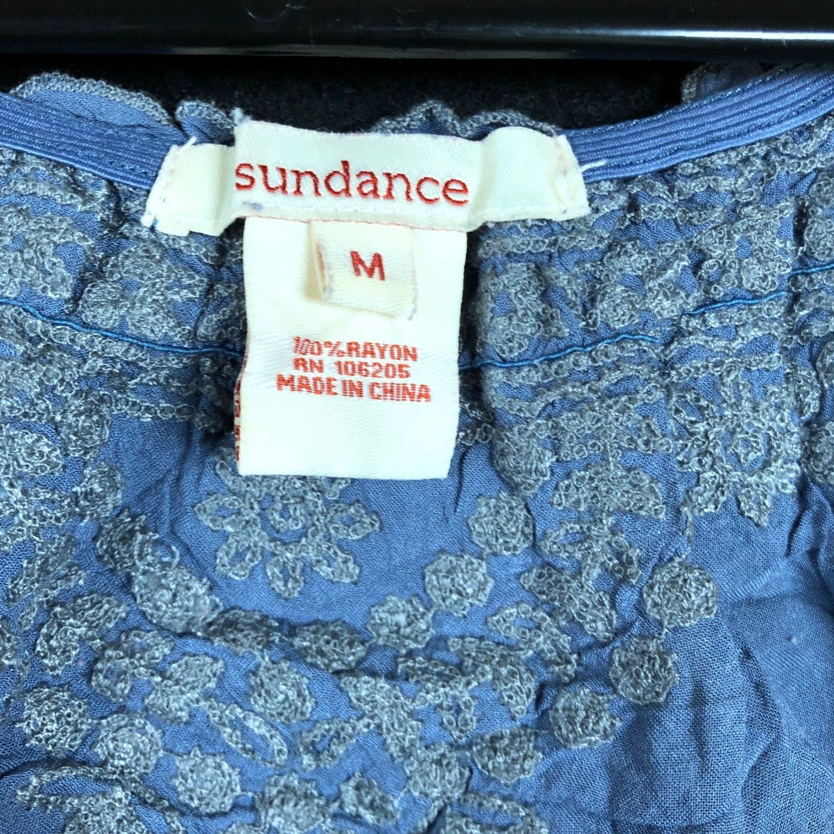 Vintage Sundance Blouse Blue Short Sleeve 100% Rayon Tunic M Womens Front Scoop Neck Casual Workwear Boho Size M / US 6-8 / IT 42-44 - 6 Thumbnail