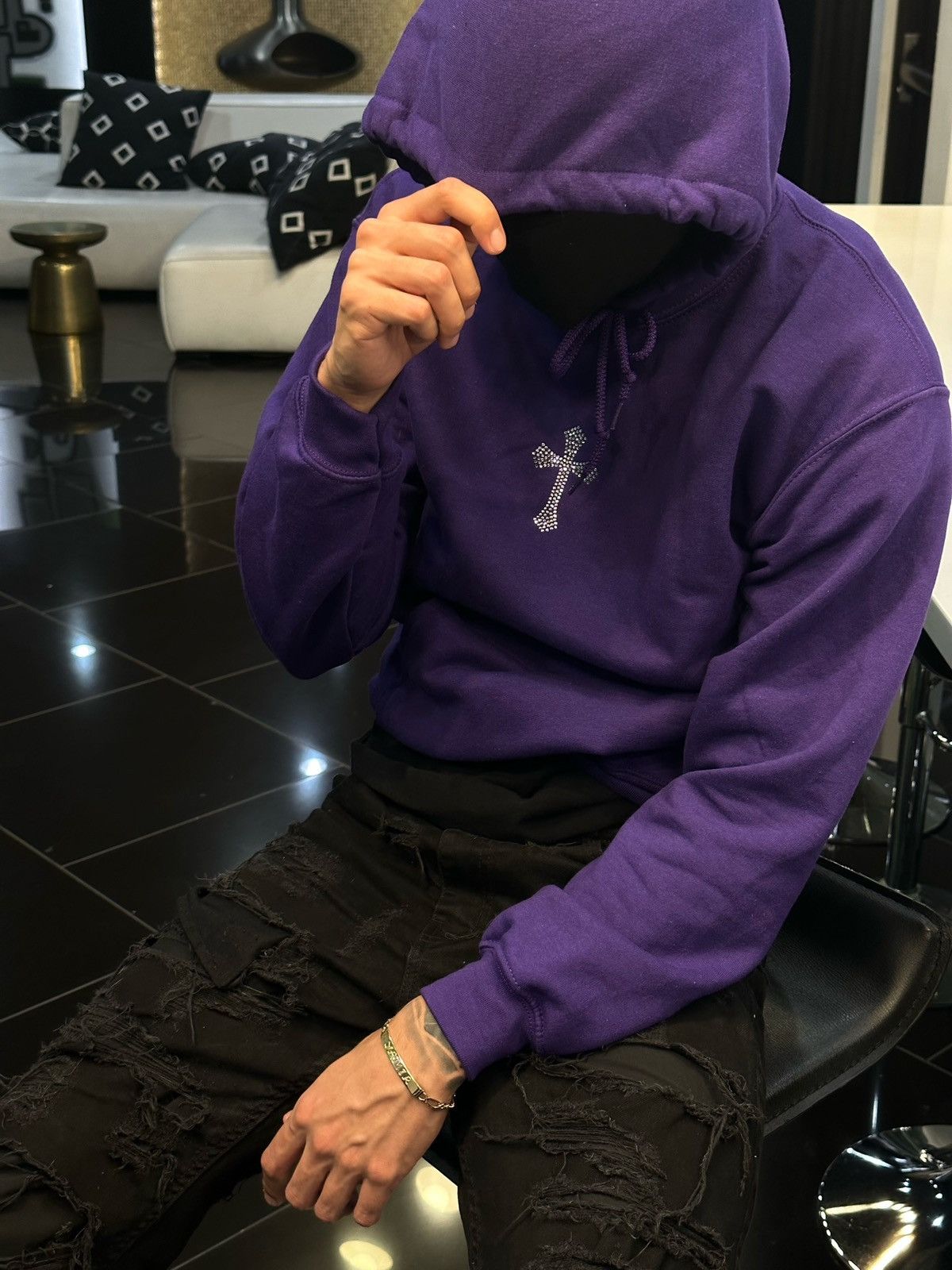 Purple Rhinestone Hoodie | Grailed