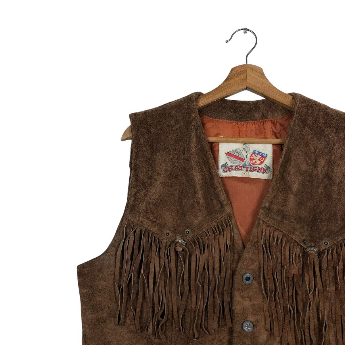Japanese Brand 🔥VINTAGE VEST GENUINE LEATHER COWBOY DESIGN CHATTIGRE Size US M / EU 48-50 / 2 - 9 Thumbnail