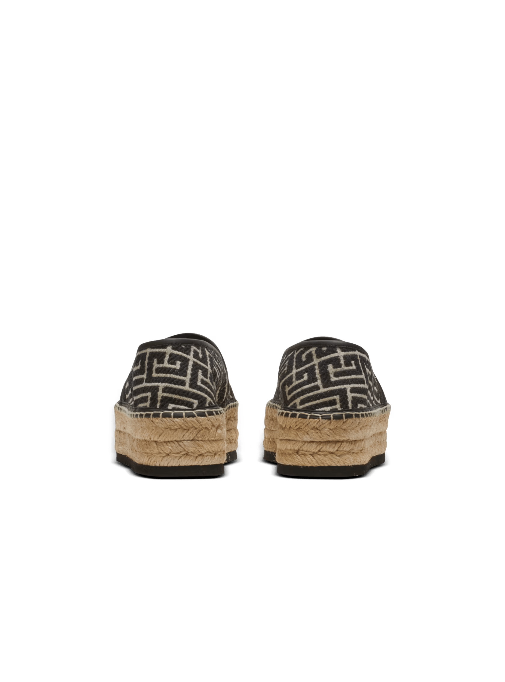 Balmain o1s1wg110325 Jacquard Monogram Alex Espadrilles Ivory Black Size US 9 / EU 42 - 4 Thumbnail