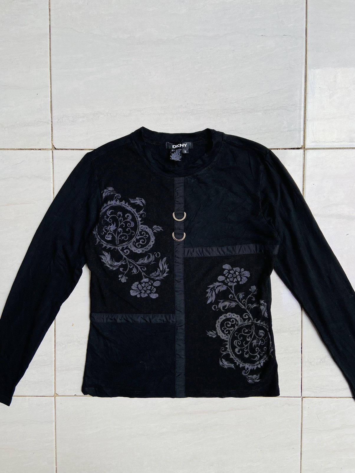 DKNY DKNY Black Mesh Long Sleeve Size US S / EU 44-46 / 1 - 2 Thumbnail