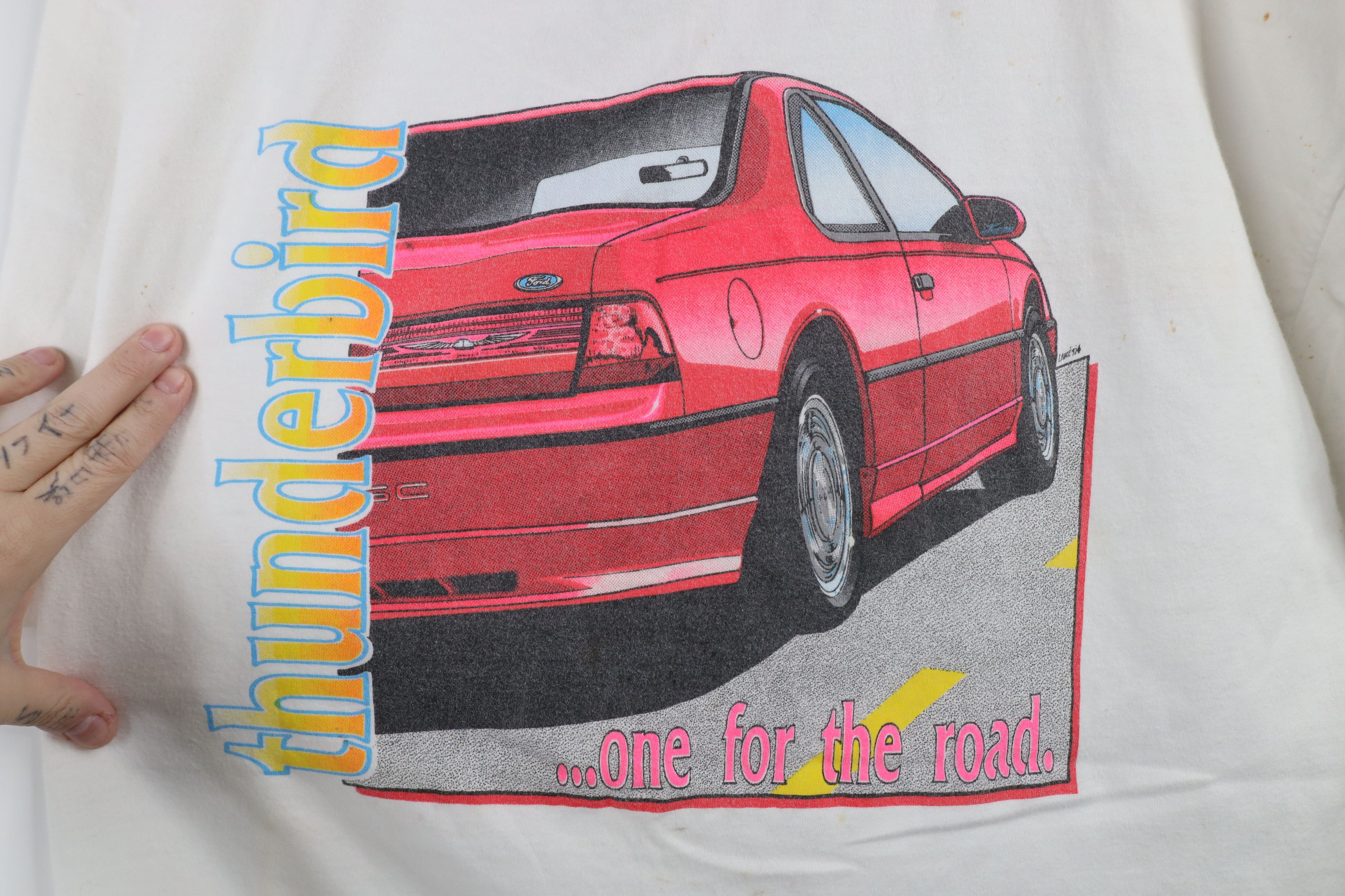 Vintage Vintage 90s Spell Out Ford Thunderbird Car T-Shirt White USA Size US XXL / EU 58 / 5 - 4 Thumbnail