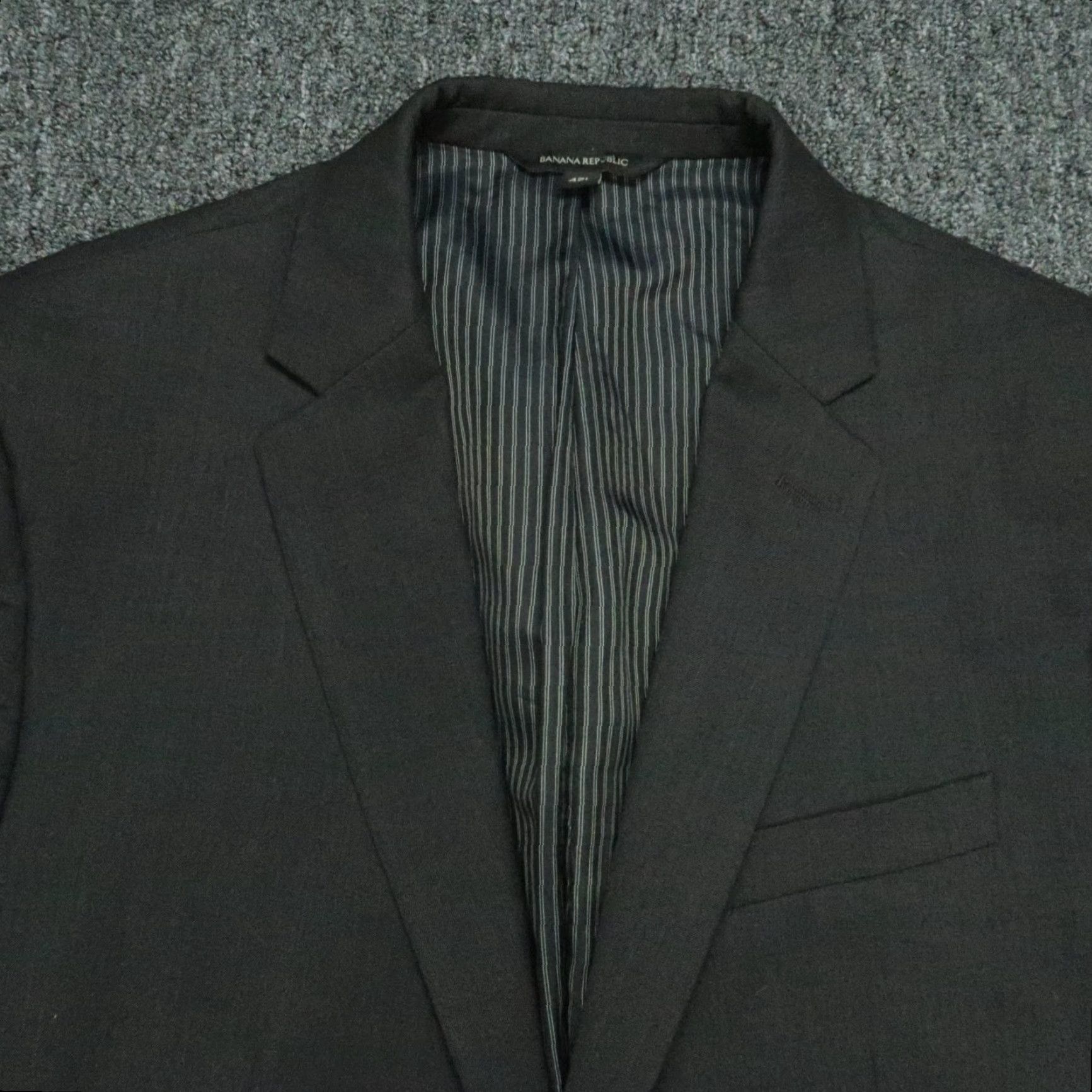 Banana Republic Banana Republic Blazer Men 42L Dark Charcoal Wool Slim Fit Sport Coat Size 42R - 2 Thumbnail
