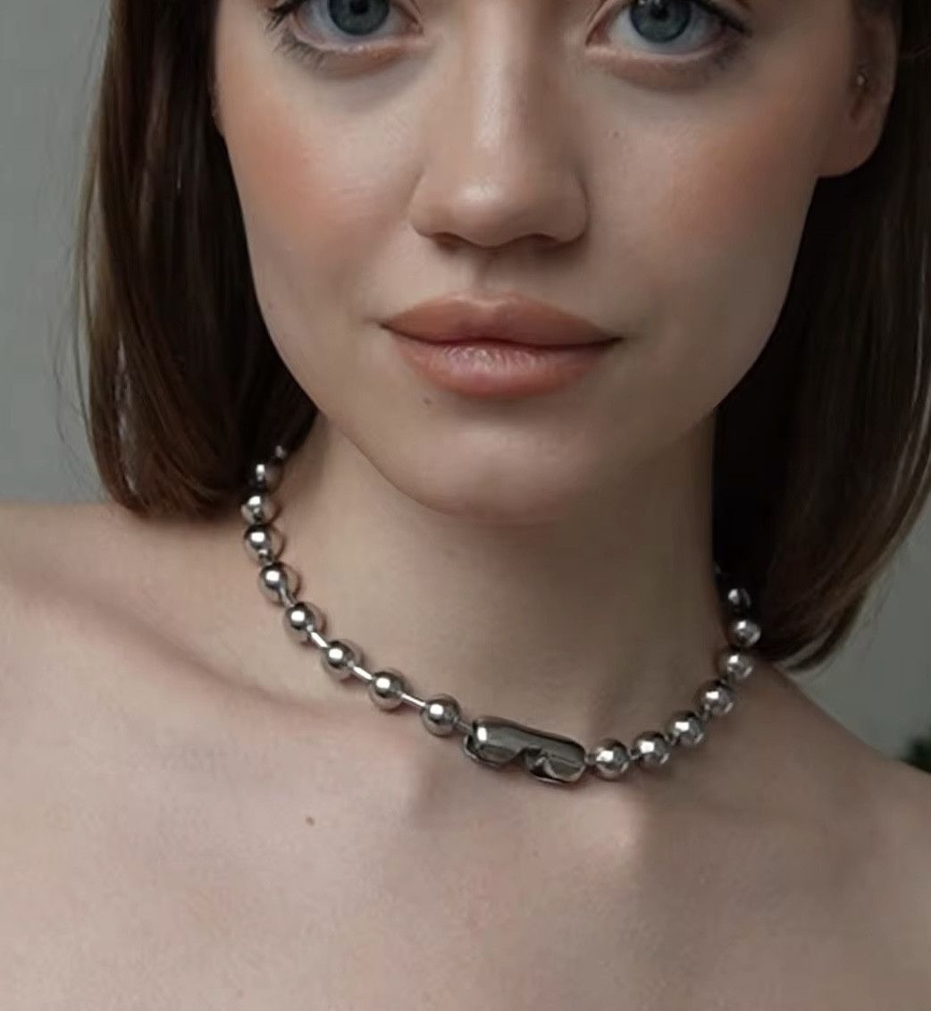 Vintage Beaded Stainless Steel Necklace Size ONE SIZE - 1 Thumbnail