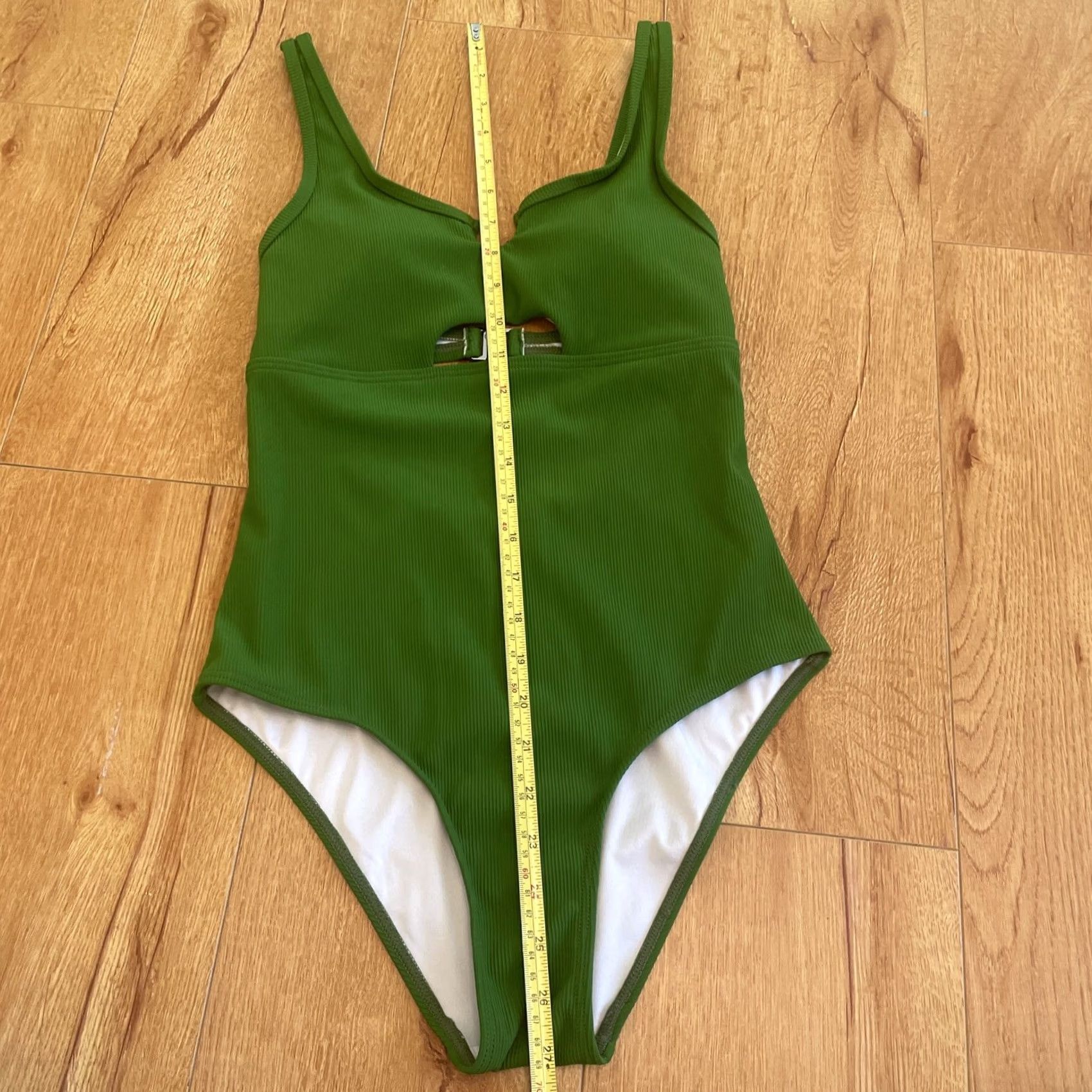 Vintage Charmo One Piece Bathing Suit Ribbed Cutout Padded Swimsuit S Women Green High Cut Size S / US 4 / IT 40 - 5 Thumbnail