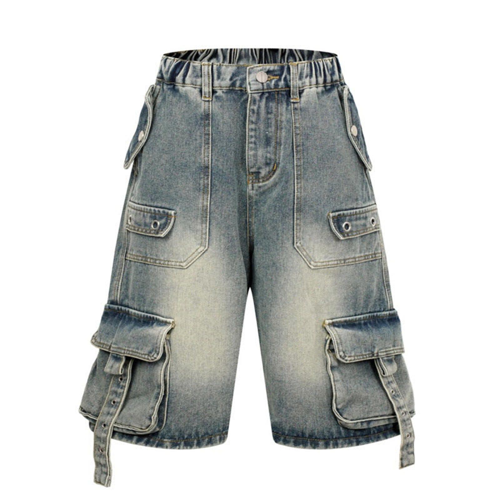 Jean Multi-Pocket Washed Cargo Denim Jorts Size US 32 / EU 48 - 5 Thumbnail