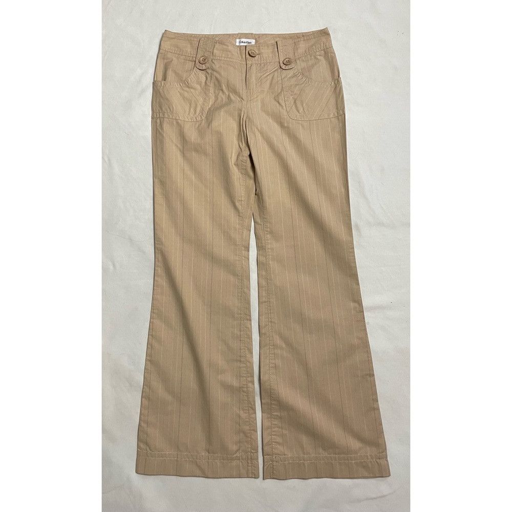 Calvin Klein Calvin Klein Bootcut Beige Striped Cotton Pants Size 8 Size 30" / US 8 / IT 44 - 2 Thumbnail