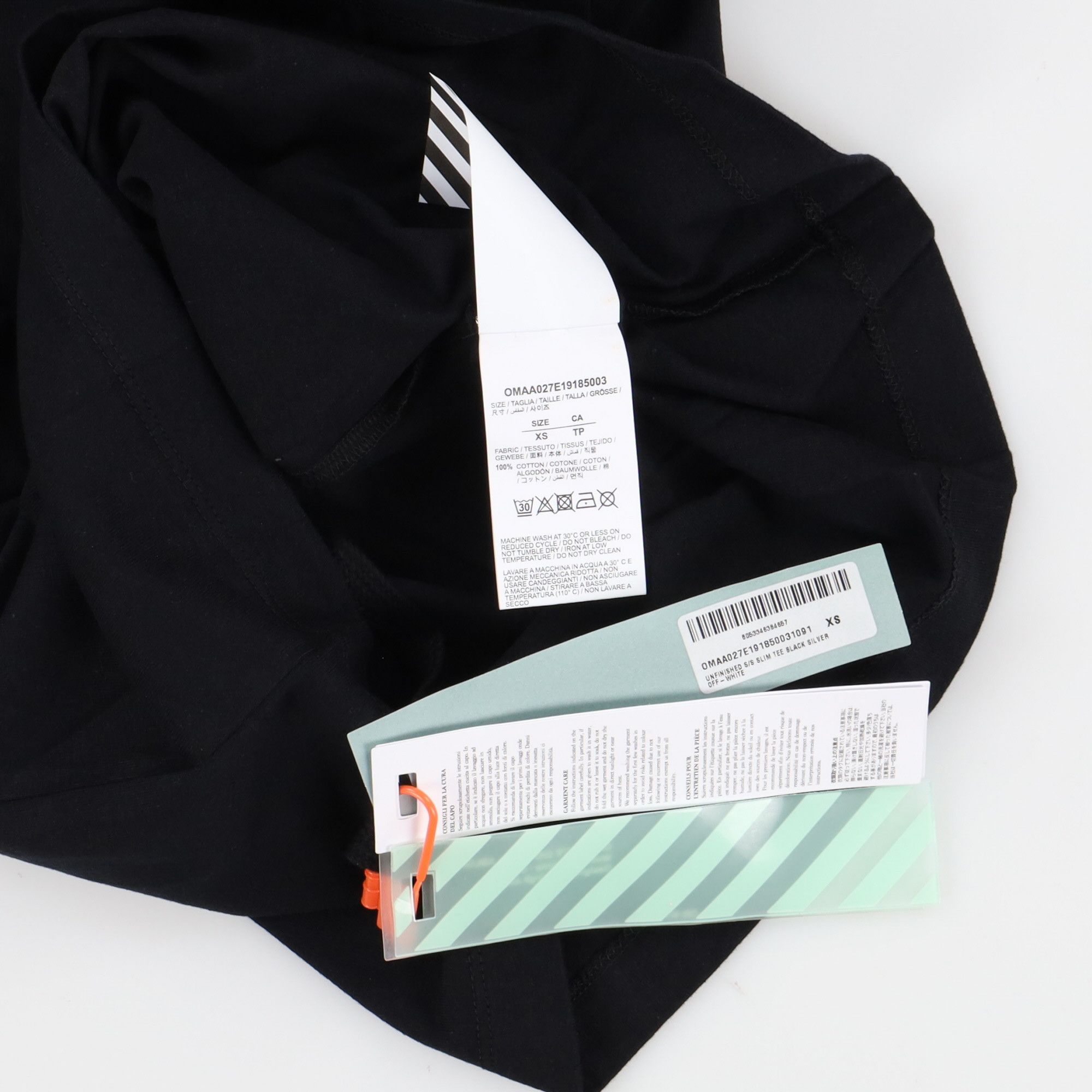 Off-White Black Unfinished Silver Arrows Logo T-Shirt Size US XS / EU 42 / 0 - 7 Thumbnail
