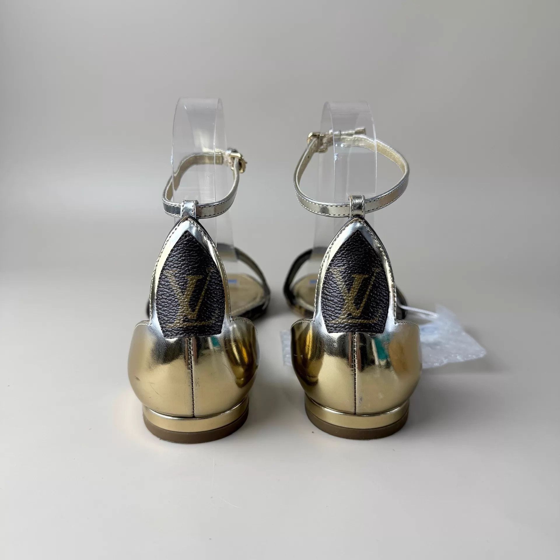 Louis Vuitton LV Monogram gold tan strappy sandals 36.5 Size US 6 / IT 36 - 3 Thumbnail