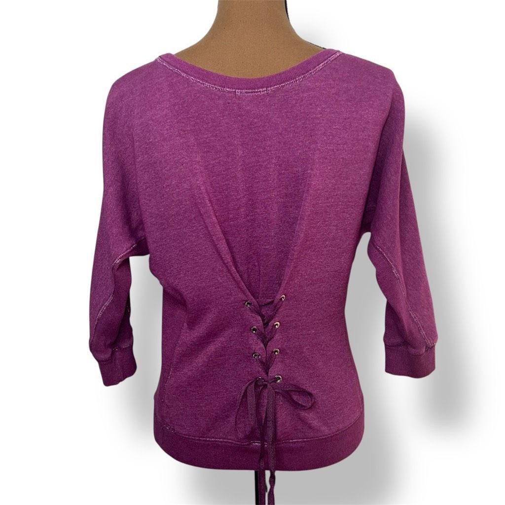 Juicy Couture Juicy Couture Magenta 3/4 Dolman Sleeve Sweatshirt Lace Up B Size S / US 4 / IT 40 - 3 Thumbnail