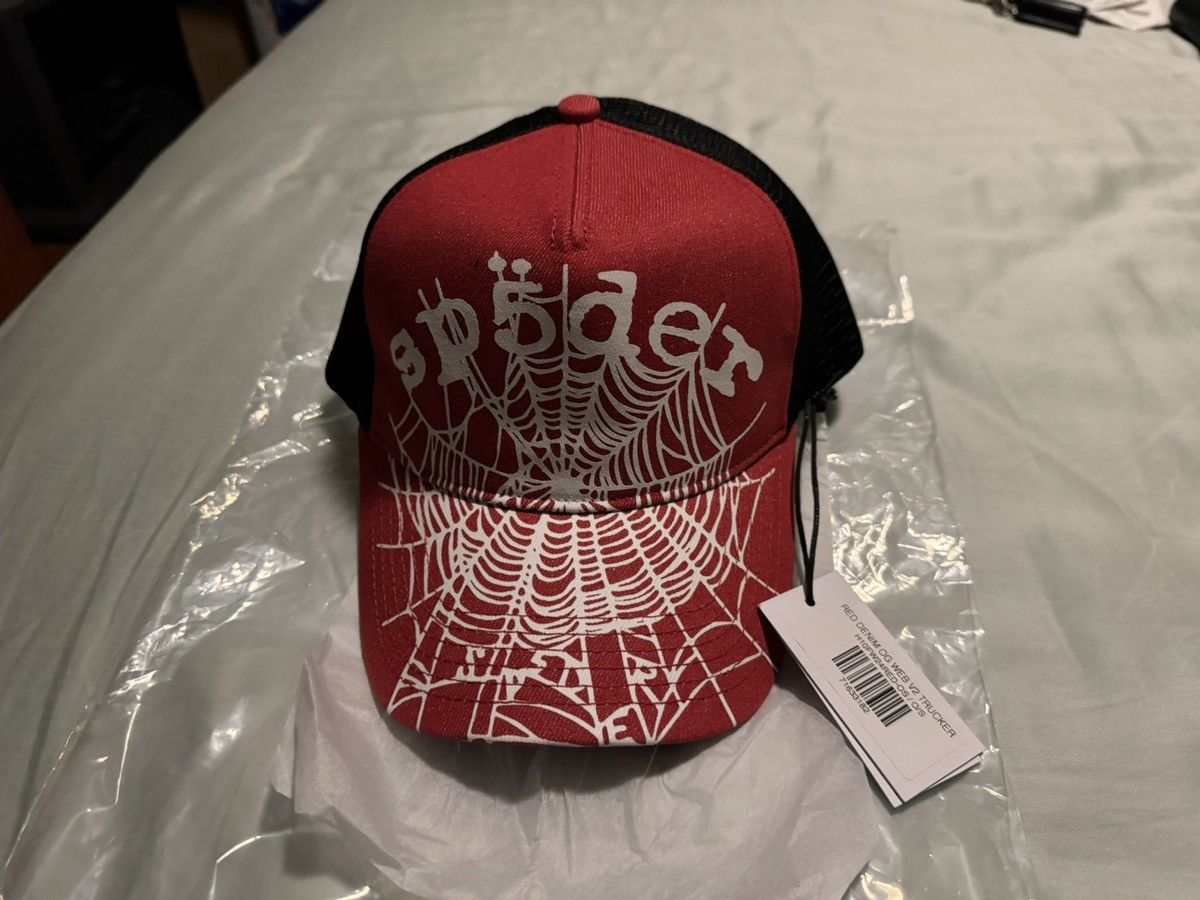 Sp5der Sp5der Denim OG Web V2 Trucker Hat Red Size ONE SIZE - 1 Thumbnail