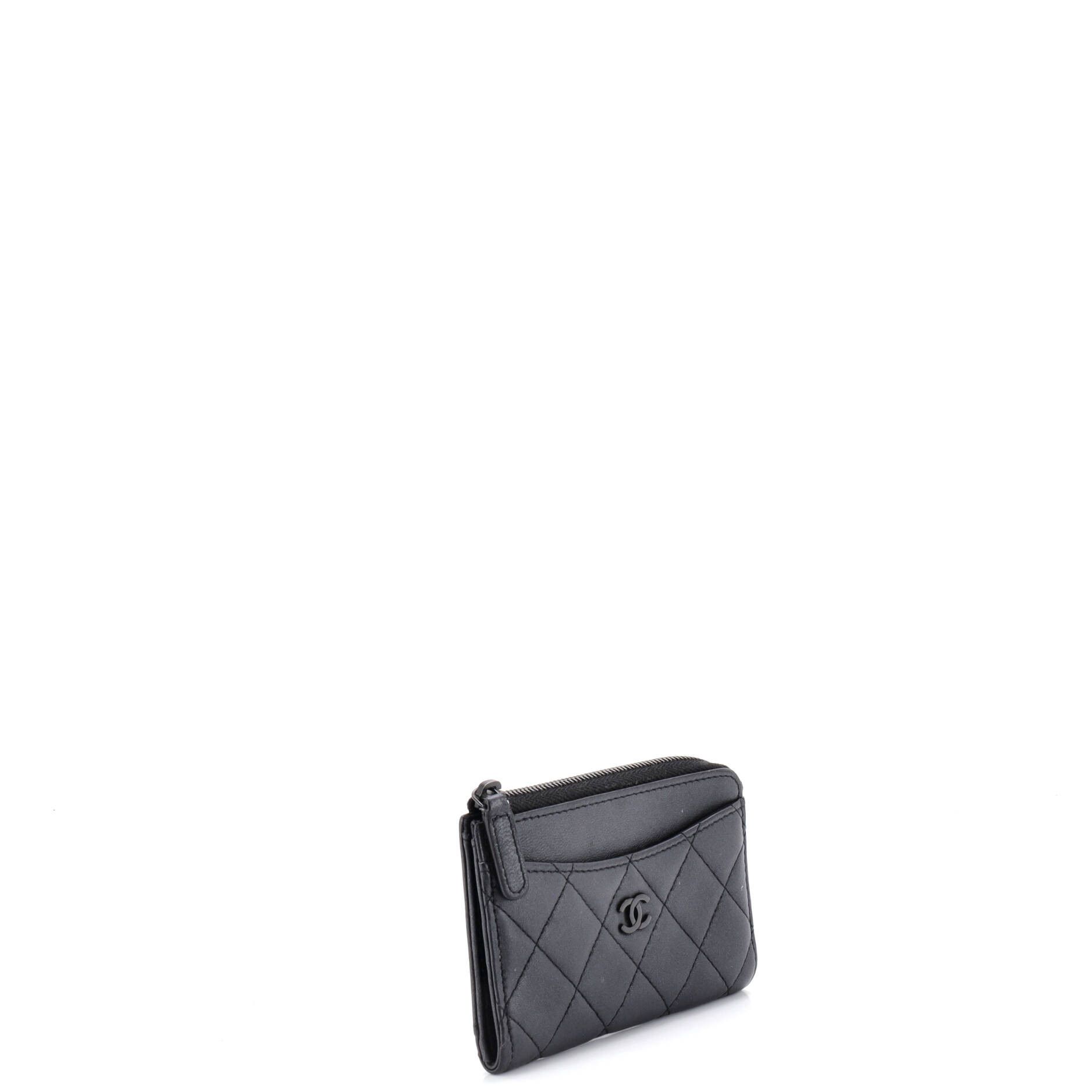 Chanel So Black Zip Around Card Holder Quilted Lambskin Size ONE SIZE - 1 Thumbnail