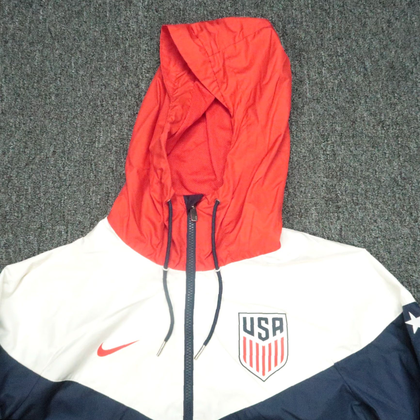 Nike Nike Jacket Mens Small Blue White Windrunner Windbreaker Zip Hooded Pockets Full Zip Regular Fit Sports Casual Size US S / EU 44-46 / 1 - 2 Thumbnail