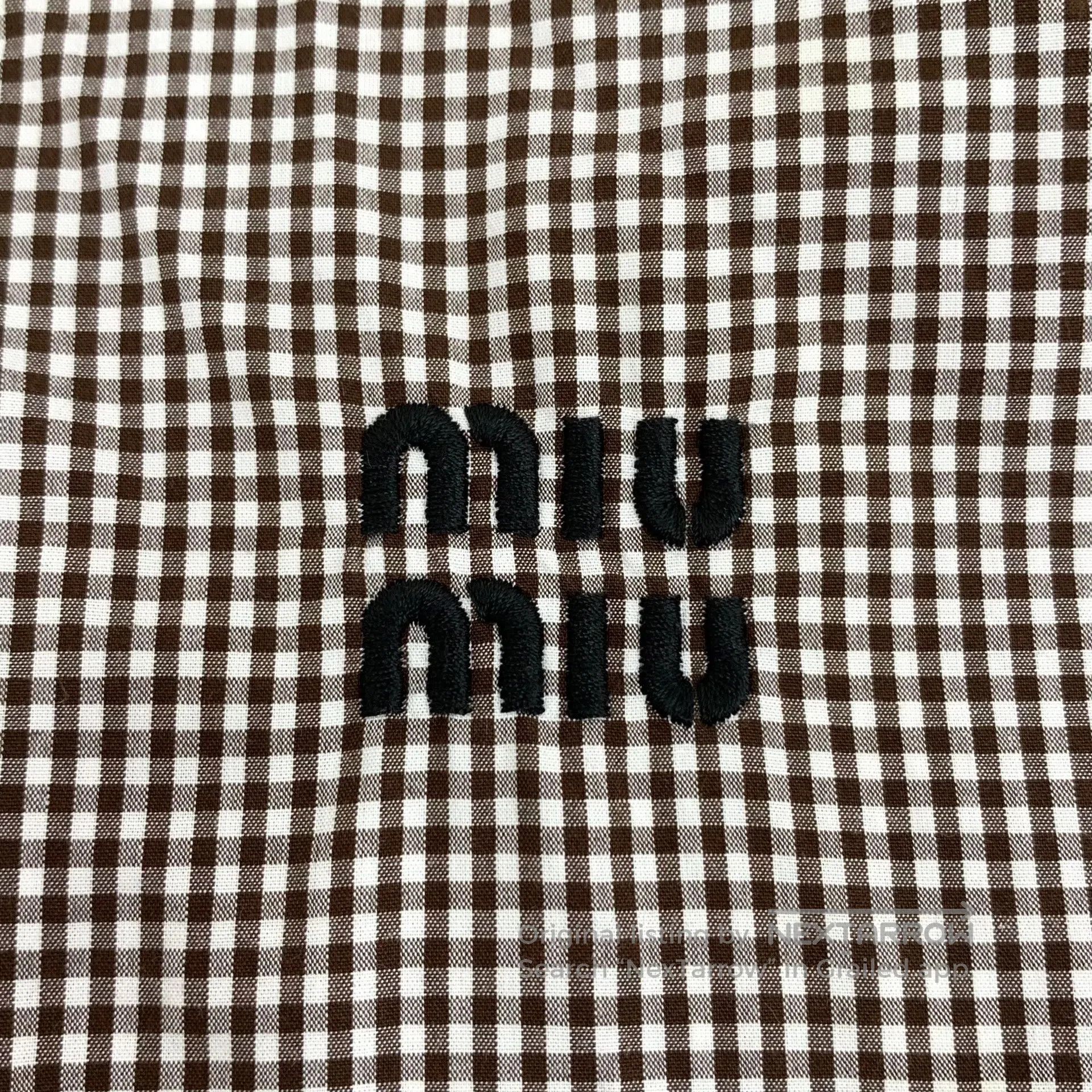 Miu Miu Miu Miu Caramel checkered logo letter embroidery cotton la Size S / US 4 / IT 40 - 5 Thumbnail