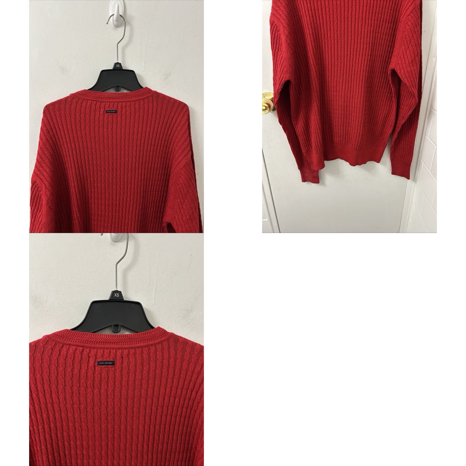 Canon ALEX CANNON Sweater Mens Size M Red Cable-Knit Crewneck Pullover L/S NWT Size US M / EU 48-50 / 2 - 8 Thumbnail