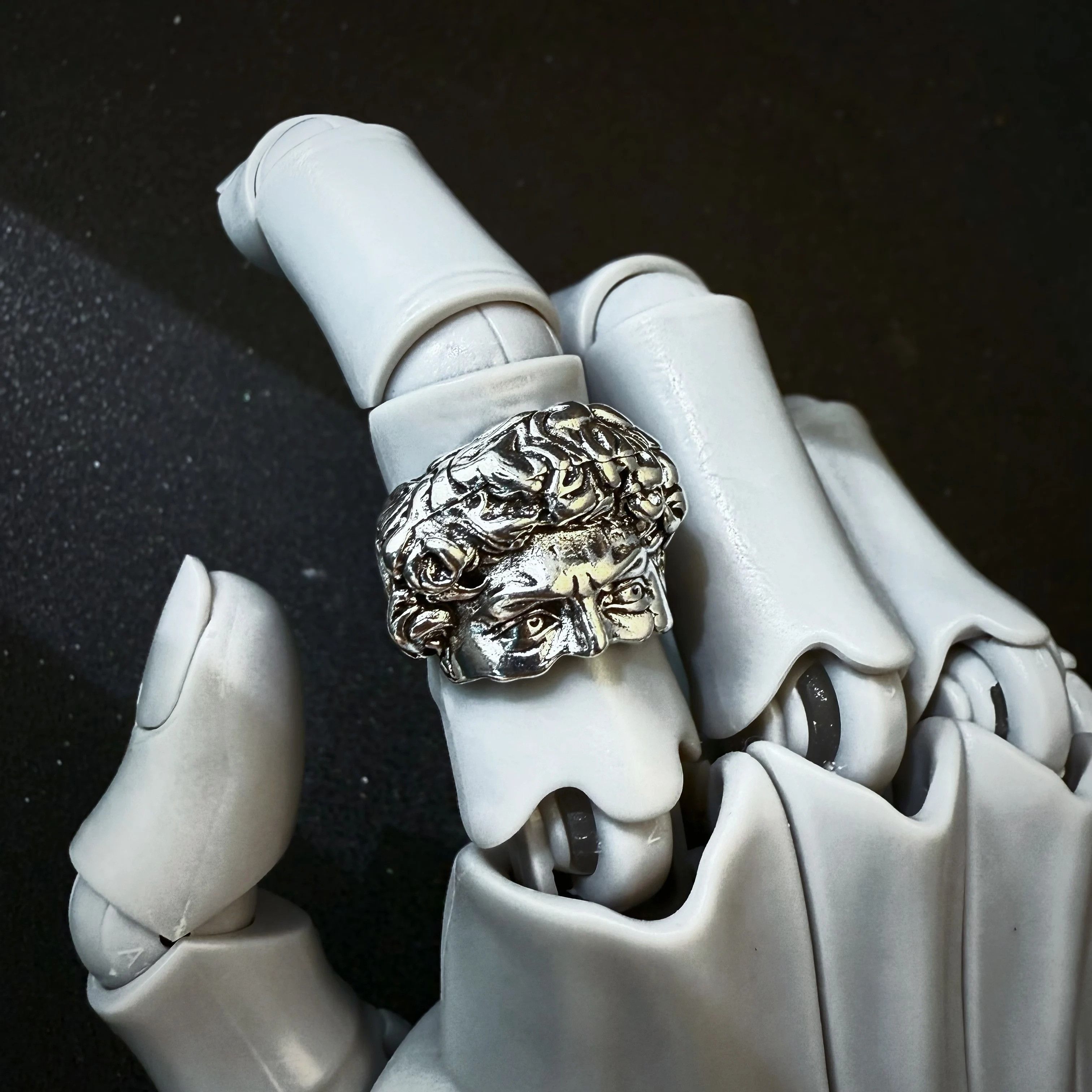 Vintage Retro Half Face David Ring Size ONE SIZE - 4 Thumbnail