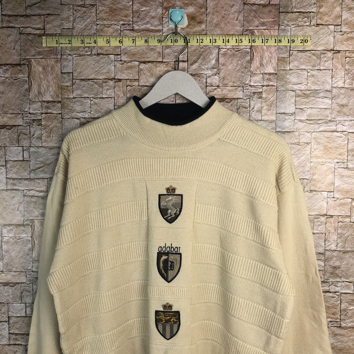 Japanese Brand Adabat Cream Sweatshirt vintage knitwear #A209 Size US L / EU 52-54 / 3 - 2 Thumbnail