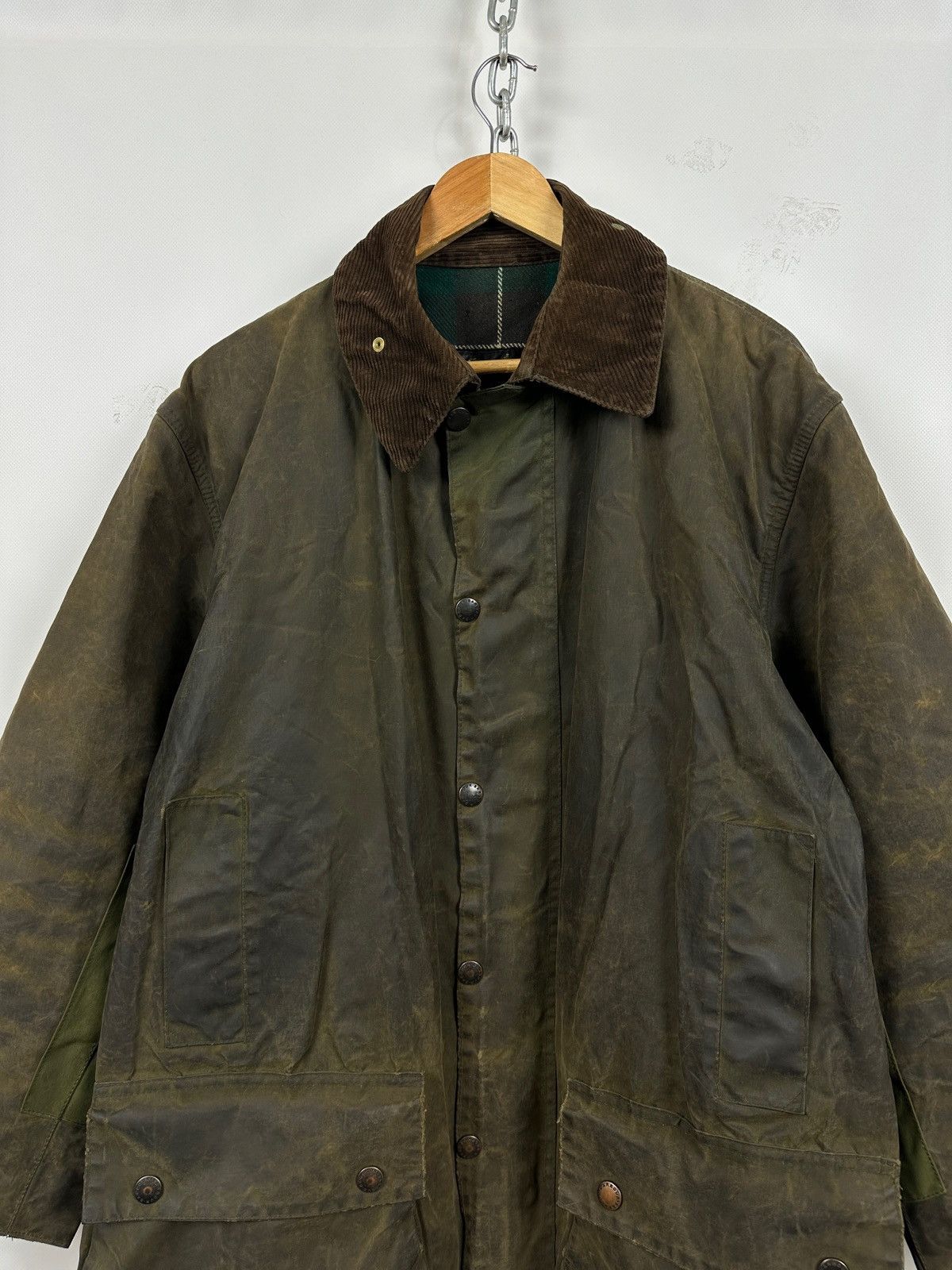 Barbour Vintage Barbour Northumbria Olive Green Waxed Coat Jacket Size US XL / EU 56 / 4 - 6 Thumbnail