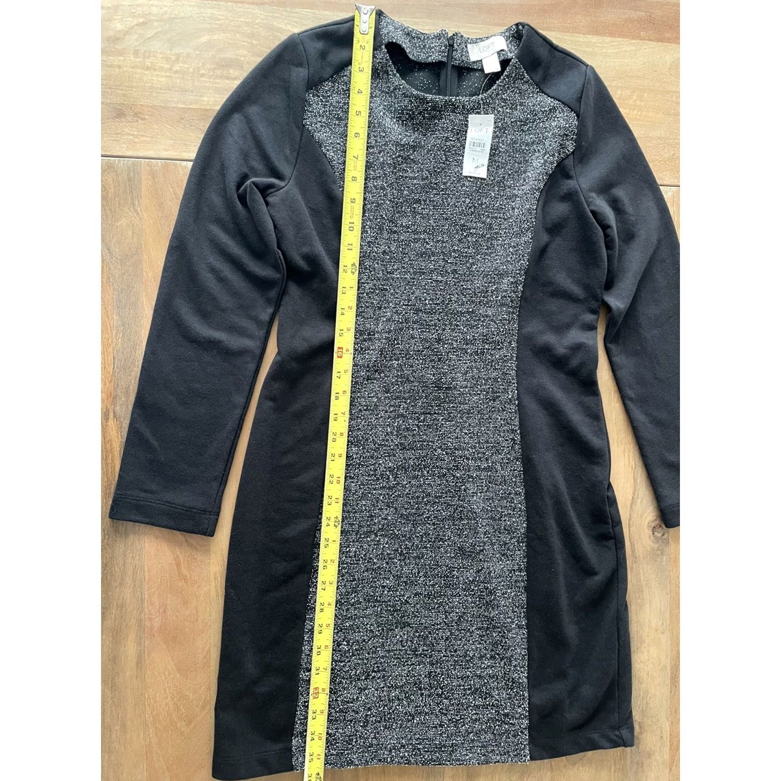 Ann Taylor Ann Taylor LOFT Women’s Colorblock Dress with Black Slimming Sides Size M Gray Multicolor Midi 3/4 Sleeve Size M / US 6-8 / IT 42-44 - 6 Thumbnail