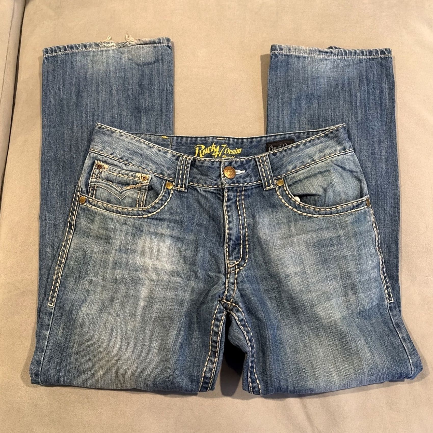 Wrangler Wrangler Rock 47 Jeans Bootcut Denim 36 Regular Blue 90s Cowboy Western Rock 47 by Wrangler Mens Jeans Size US 36 / EU 52 - 6 Thumbnail