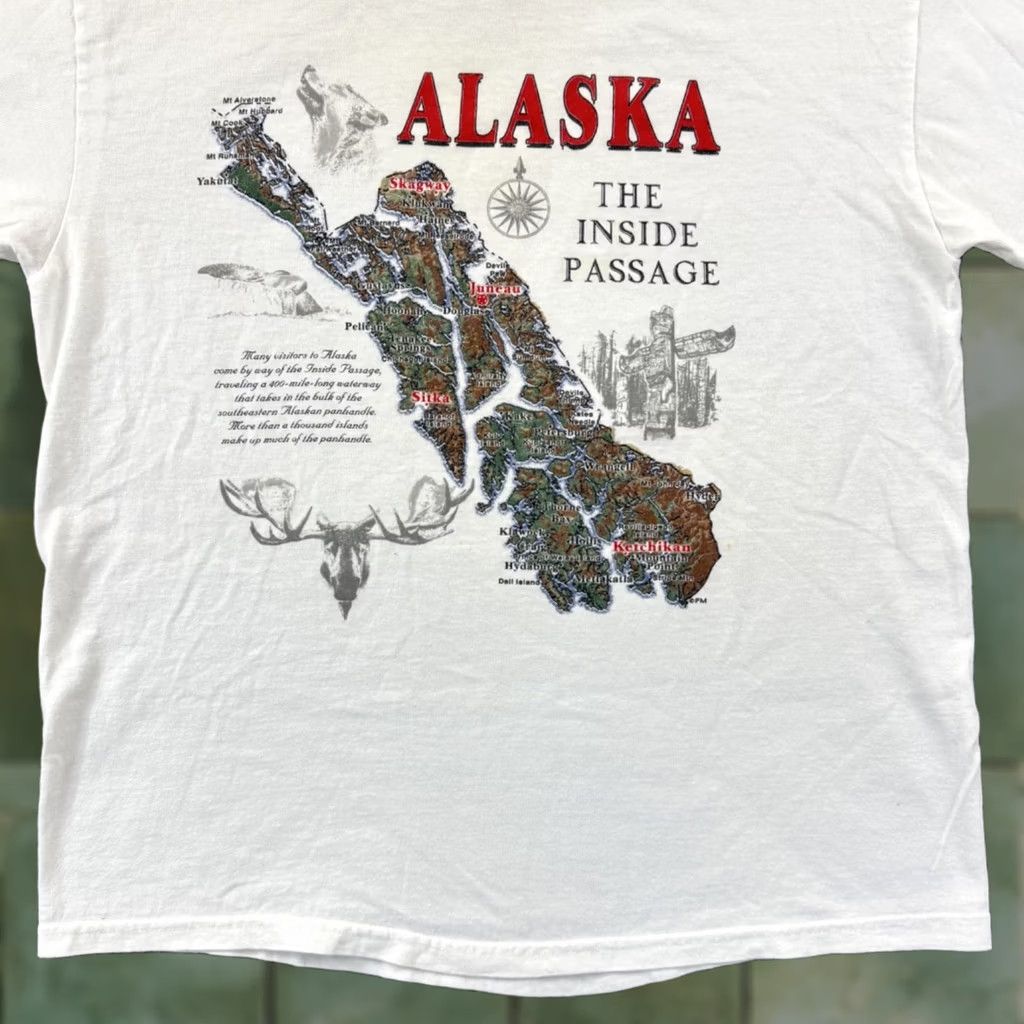 Anvil VINTAGE Alaska Shirt Mens M White The Inside Passage 90s Short Sleeve USA Size US M / EU 48-50 / 2 - 1 Thumbnail