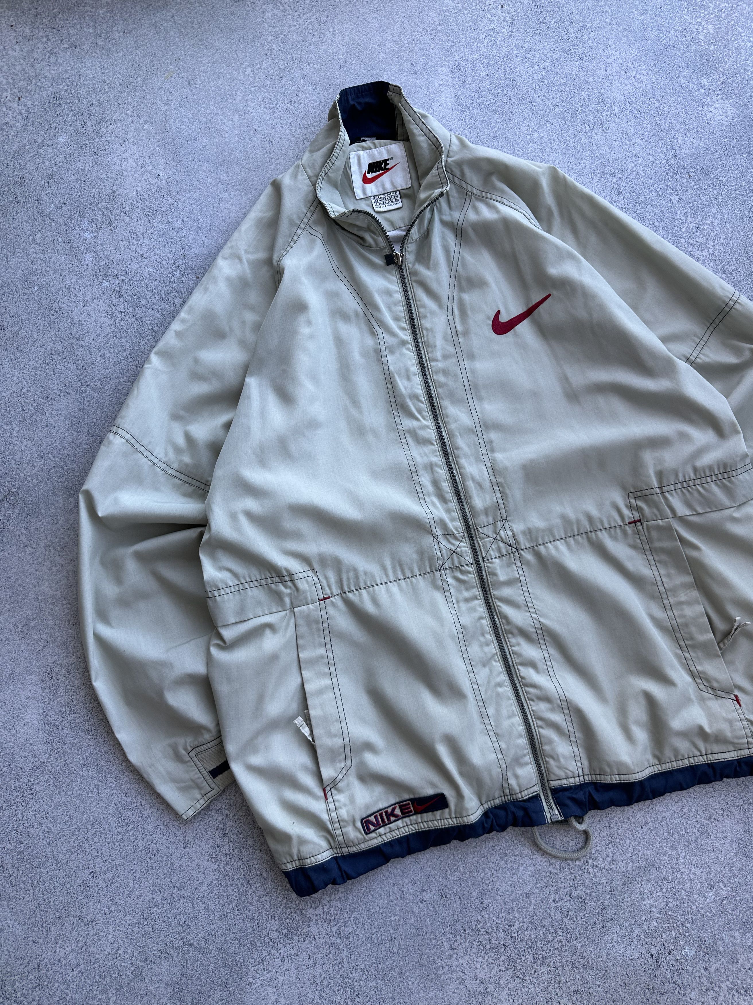 Nike × Vintage Nike Authentic Athletic Beige Vintage Track Jacket Size US L / EU 52-54 / 3 - 2 Thumbnail