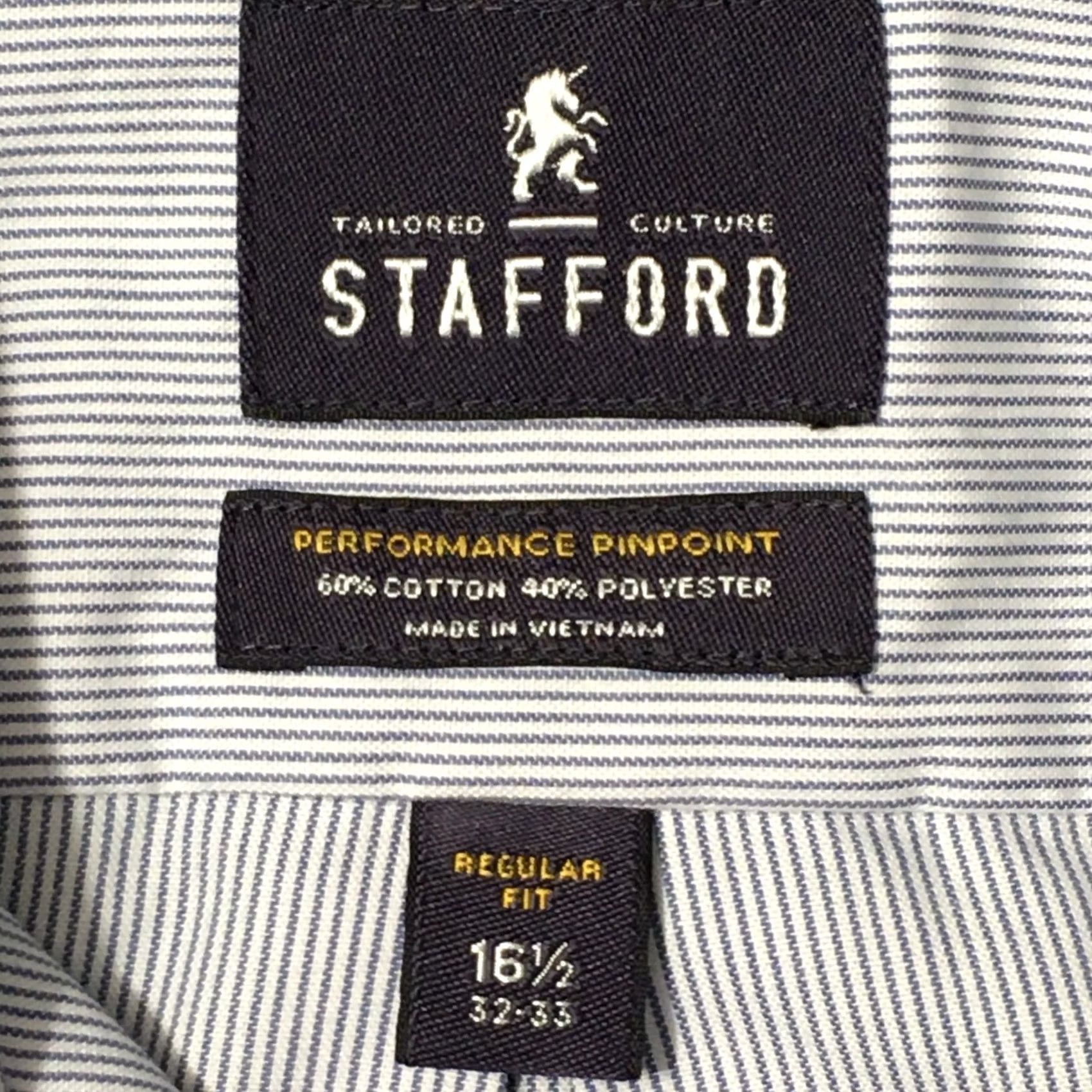 Stafford STAFFORD Shirt Men’s 16.5 32-33 Blue Striped performance pinpoint Size US XL / EU 56 / 4 - 3 Thumbnail