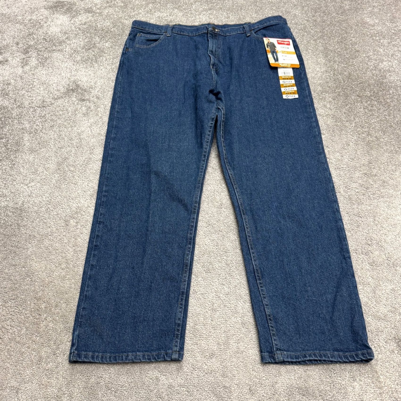 Wrangler Wrangler Five Star Premium Denim Jeans Straight Leg 42x30 Blue NWT Men's Regular Relaxed Fit Action Jeans Size US 42 / EU 58 - 2 Thumbnail