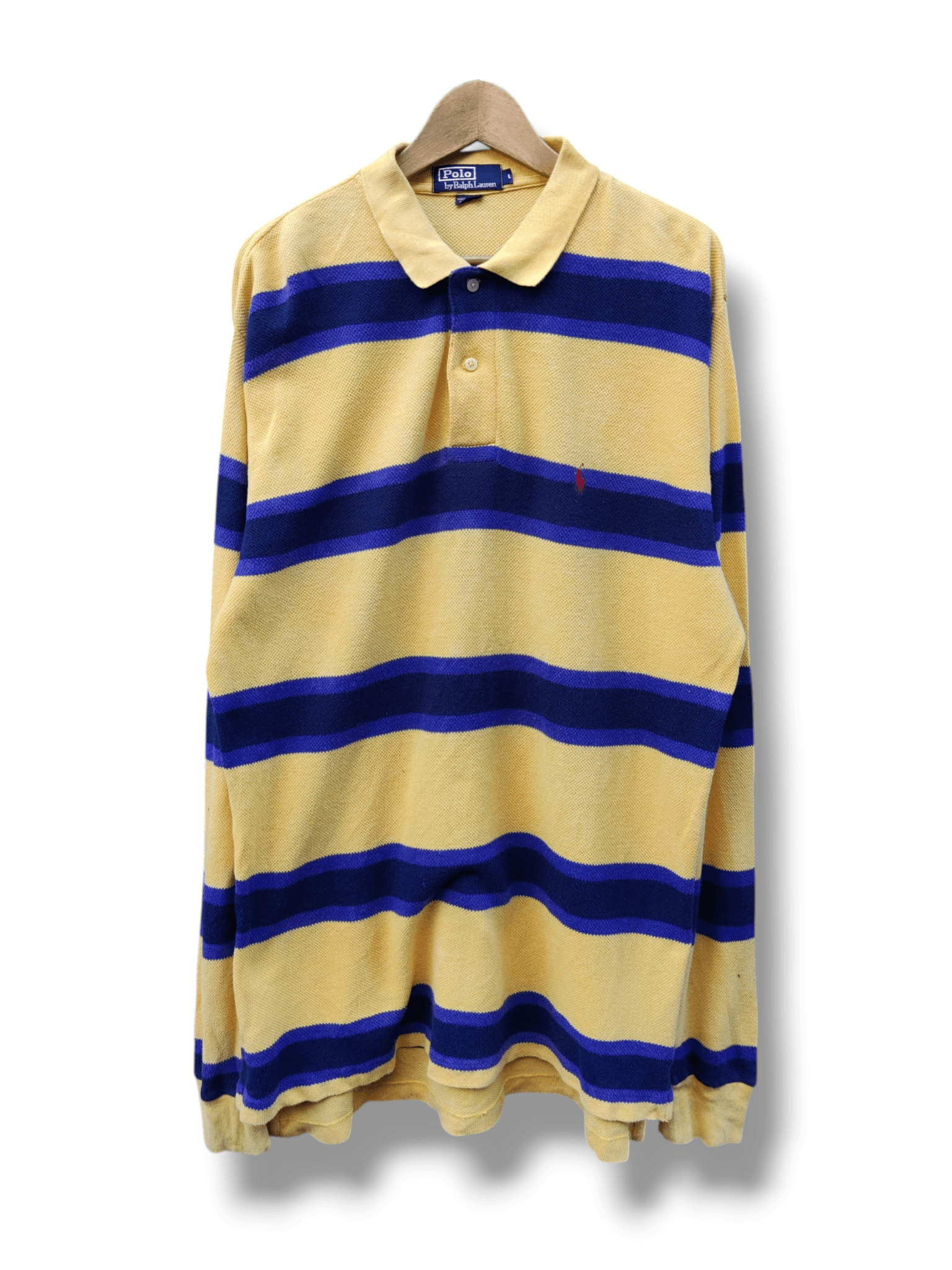 Polo Ralph Lauren Vintage Yellow Stripe Ralph Lauren Big Long Sleeve Size US L / EU 52-54 / 3 - 1 Thumbnail