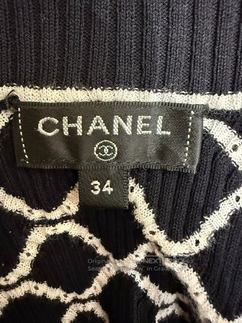 Chanel Chanel Black and white diamond knitted short sleeves Size XXS / US 00 / IT 34 - 5 Thumbnail