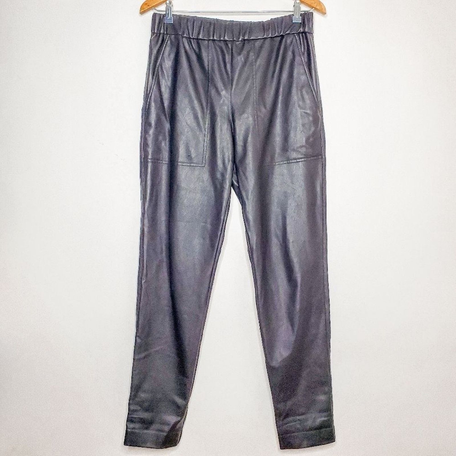 Tibi Tibi Vegan Leather Black Slouchy Straight Leg Pants Size S Size 28" / US 6 / IT 42 - 2 Thumbnail