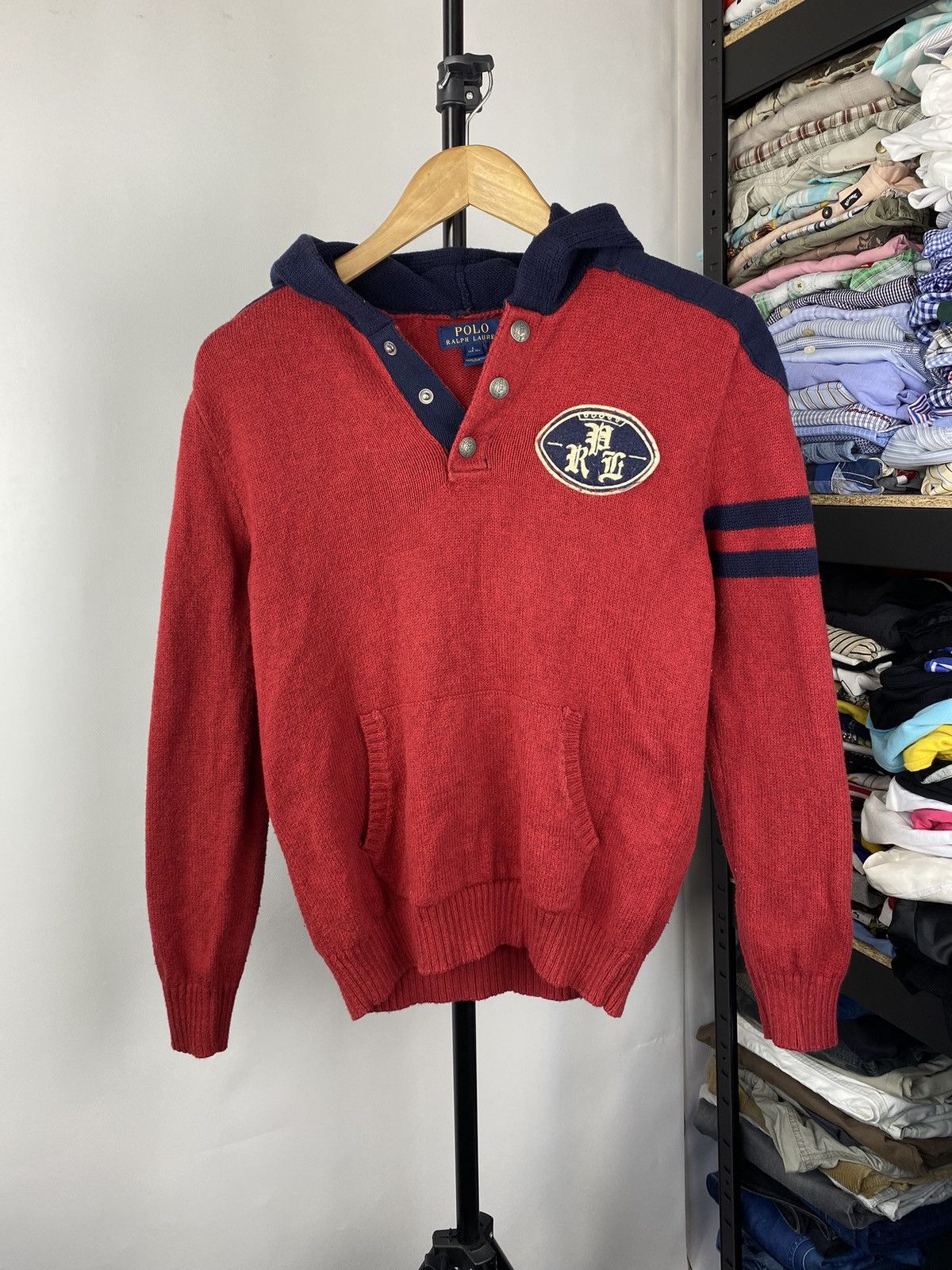 Polo Ralph Lauren × Vintage Polo Ralph Lauren Womens Medium Sweater Hoodie Red Designer Size M / US 6-8 / IT 42-44 - 1 Thumbnail