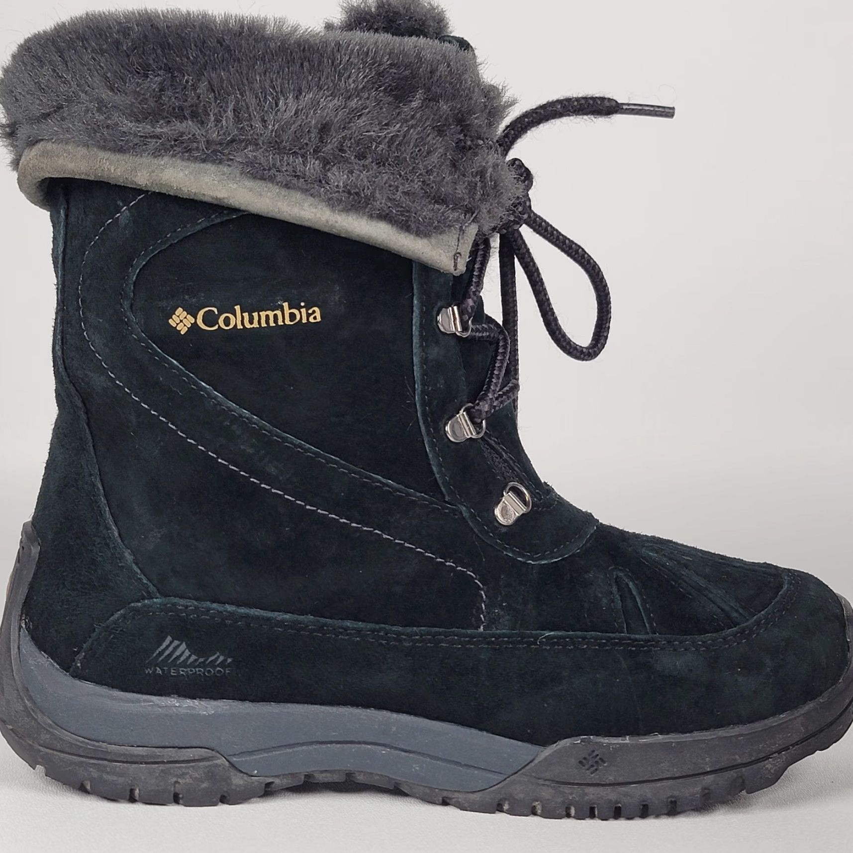 Vintage Columbia Lavela Waterproof Winter Boot Women's 6 US Black Suede Lace Up Mid-Calf Waterproof Rubber Outsole Snow Boot Size US 4 / IT 34 - 3 Thumbnail
