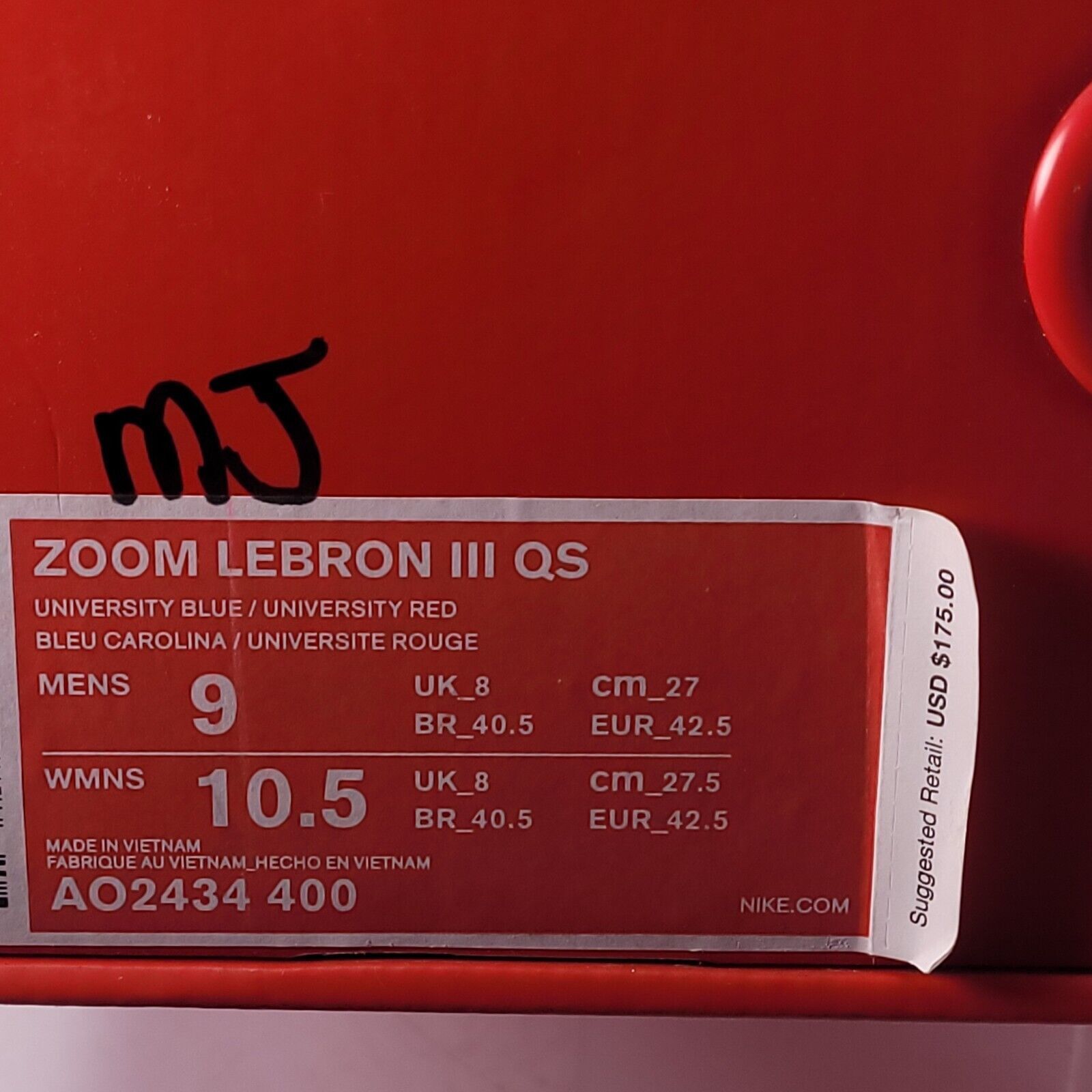 Nike Nike Zoom LeBron III QS Shoe Mens Size 9 AO2434-400 Blue Size US 9 / EU 42 - 9 Thumbnail