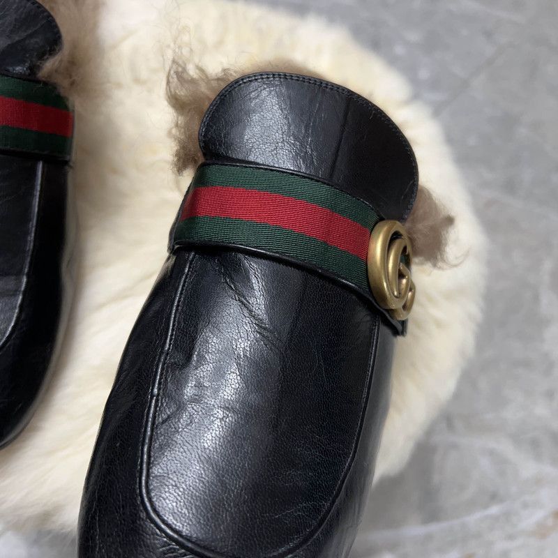 Gucci Gucci Black Fur-Lined Loafers for Men - Size US 9.5 / EU 42-43 - 7 Thumbnail