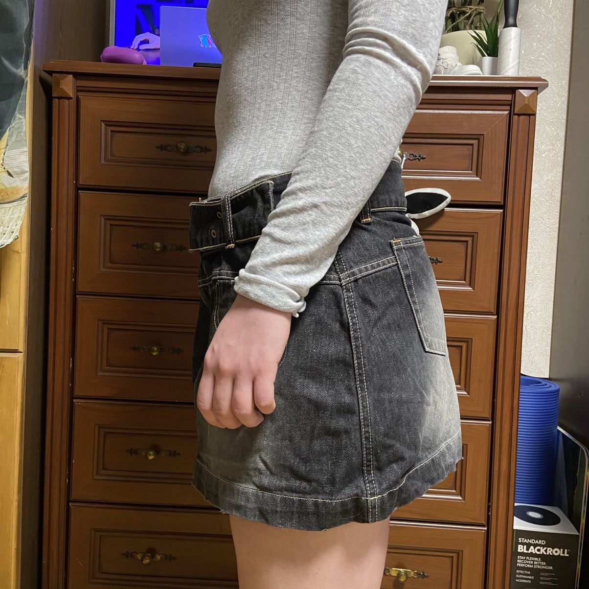 Miss Sixty 📌 Vintage Crazy Billabong Surf Y2K Denim Mini Skirt Size 32" / US 10 / IT 46 - 3 Thumbnail