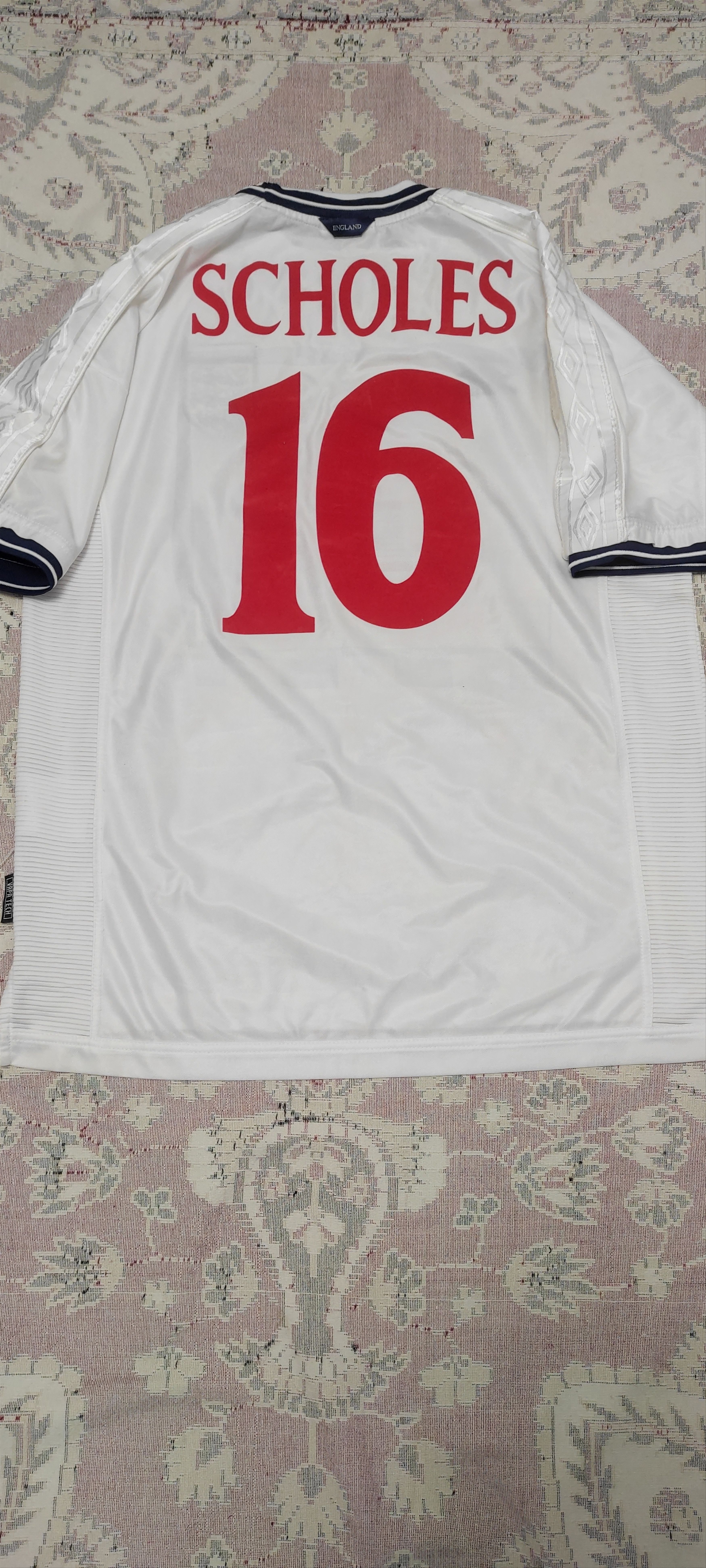 England #16 Scholes Home футболка 1999 - 2001