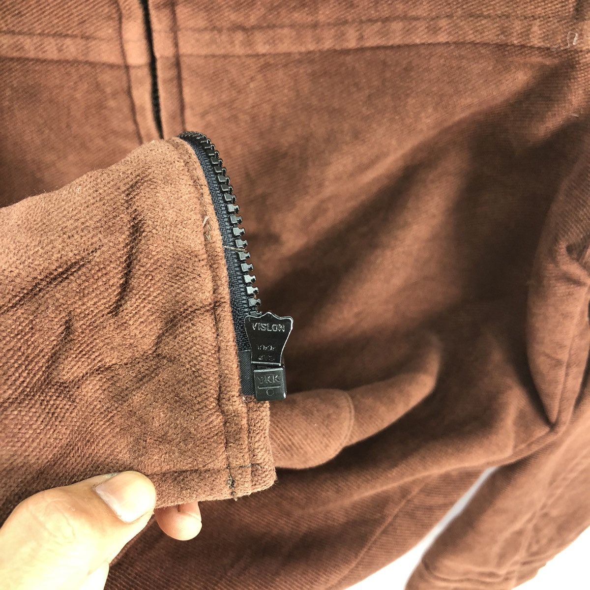Japanese Brand Vintage Minimalist Brown Denim Zipper Jacket Size US S / EU 44-46 / 1 - 6 Thumbnail