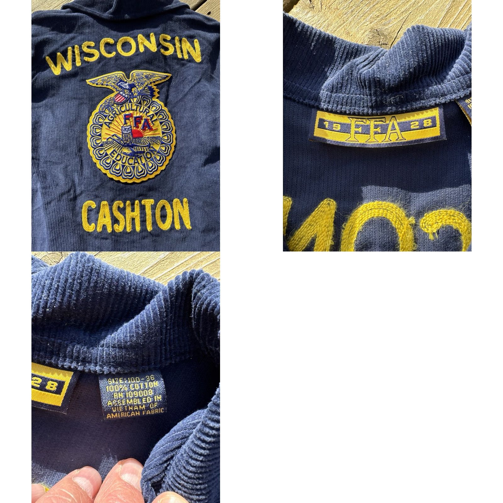 Vintage VINTAGE FFA Corduroy Jacket Shirt Adult Small Blue 1990s Wisconsin Cashton Embroidery Size US XXS / EU 40 - 9 Thumbnail