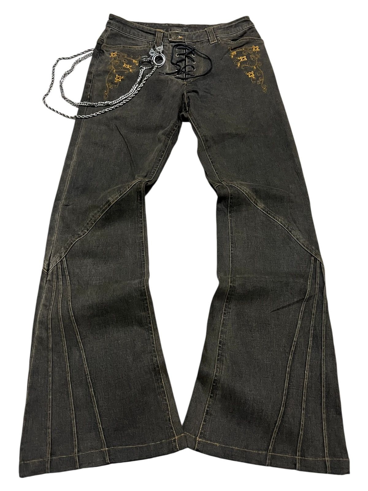 Tornado Mart Tornado Mart Embroidered Tribal Flared Pants Size US 29 - 1 Thumbnail