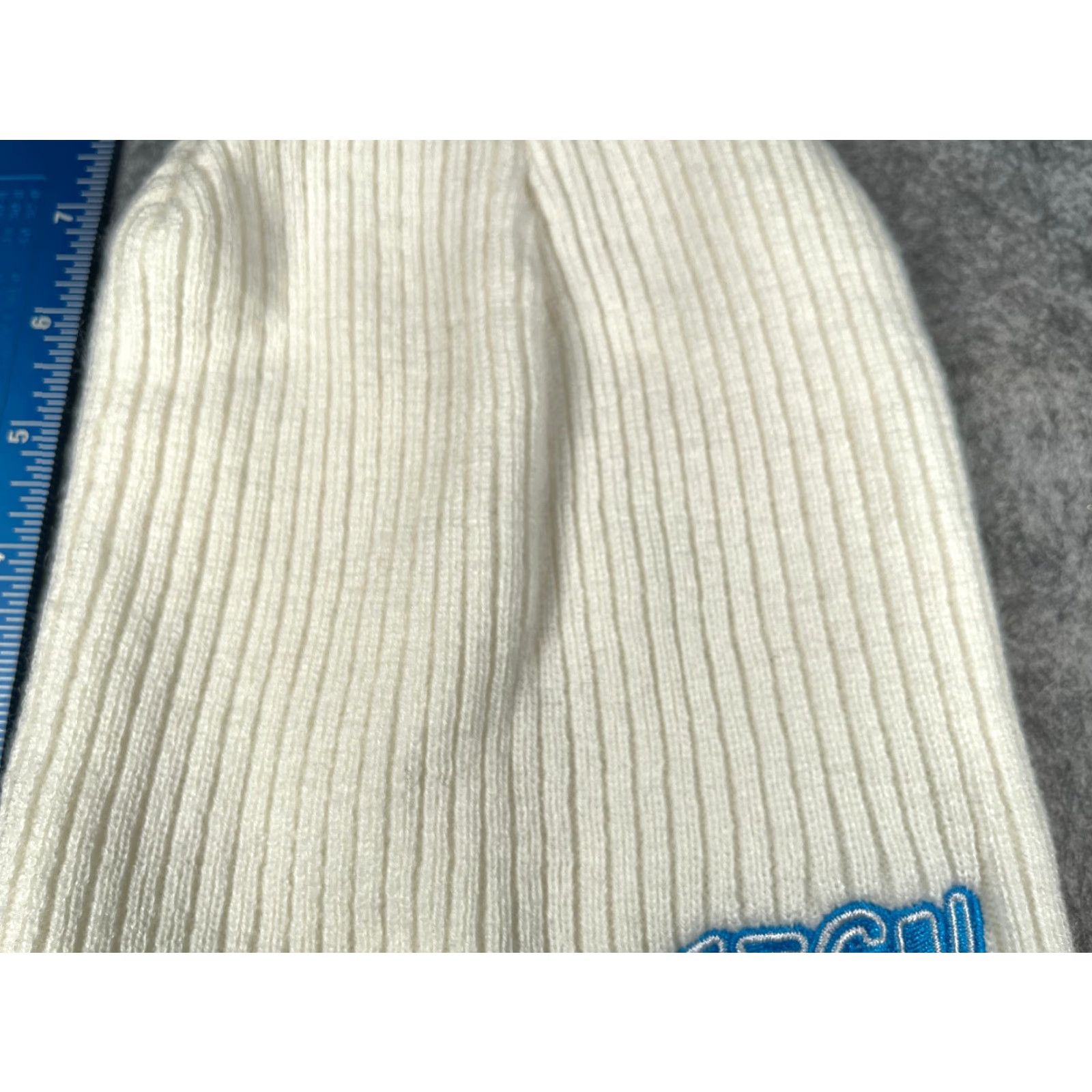 Vintage Negu Beanie Toque Adult One Size White Ribbed Knit 100% Acrylic Fight Cancer Size ONE SIZE - 3 Thumbnail