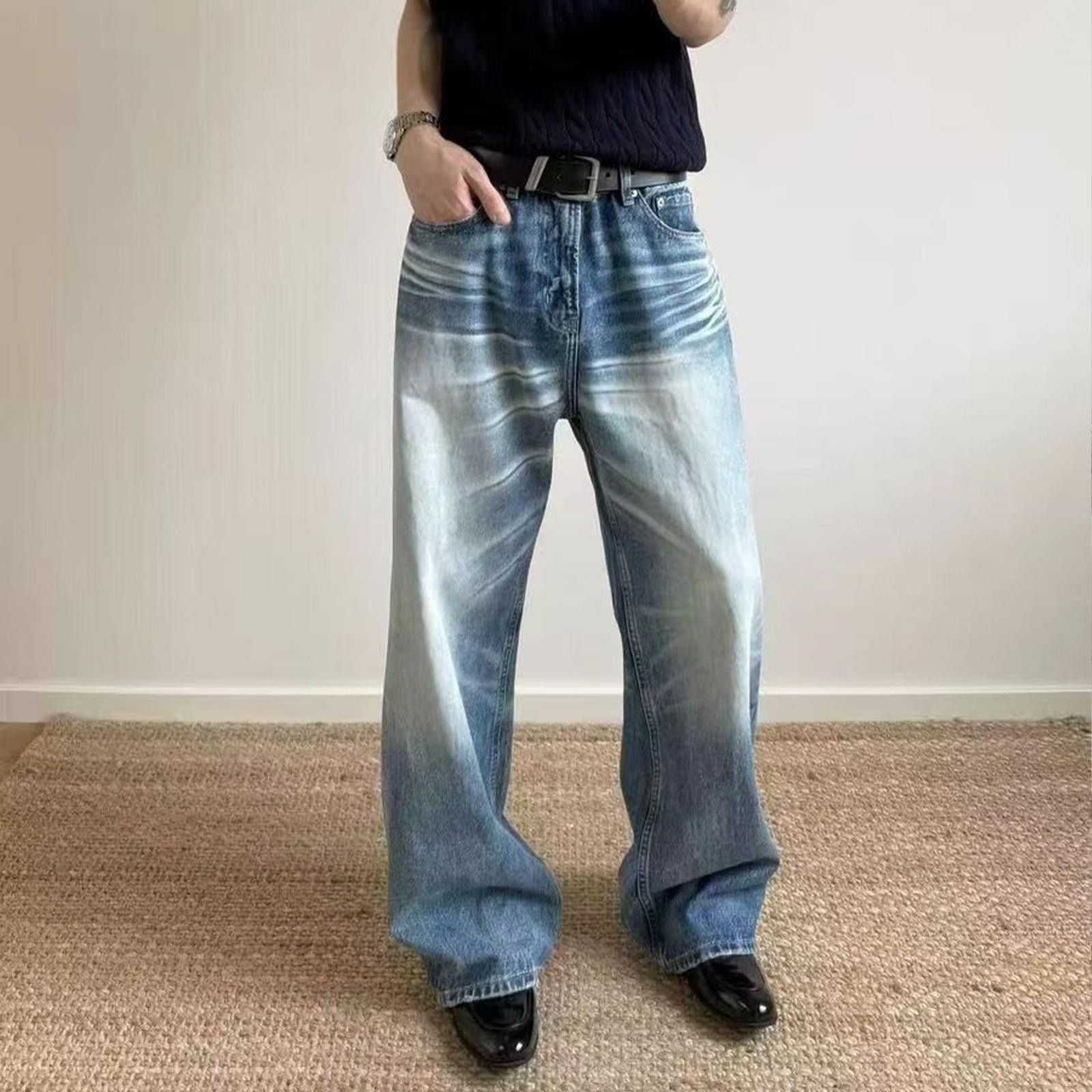 Light Blue Wide Leg Jeans Baggy Vintage Denim Pants