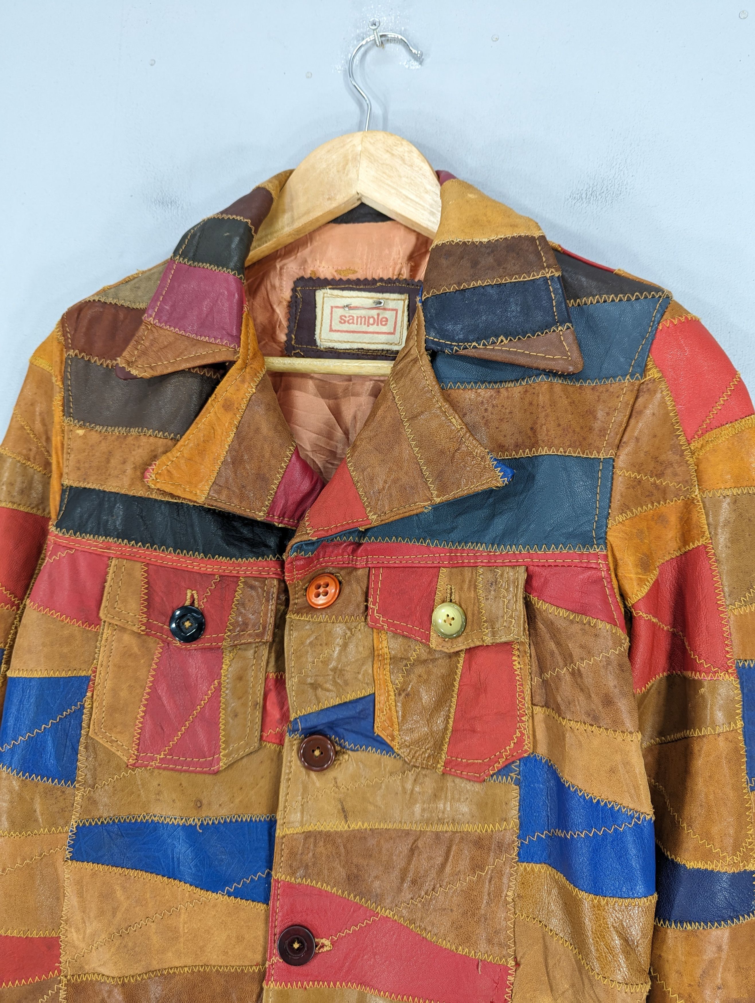Vintage 🔥RARE🔥Vintage Unbrand Patchwork Leather Jacket Size XS / US 0-2 / IT 36-38 - 6 Thumbnail