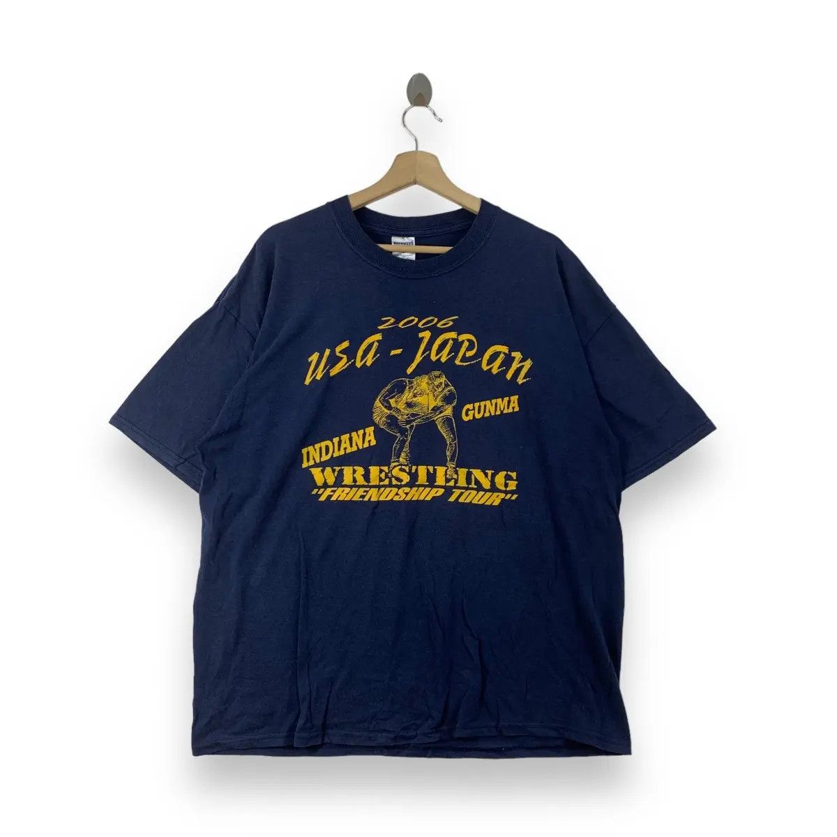Vintage Vintage INDIANA GUNMA WRESTLING USA Japan Tee Shirt Size US XL / EU 56 / 4 - 1 Thumbnail